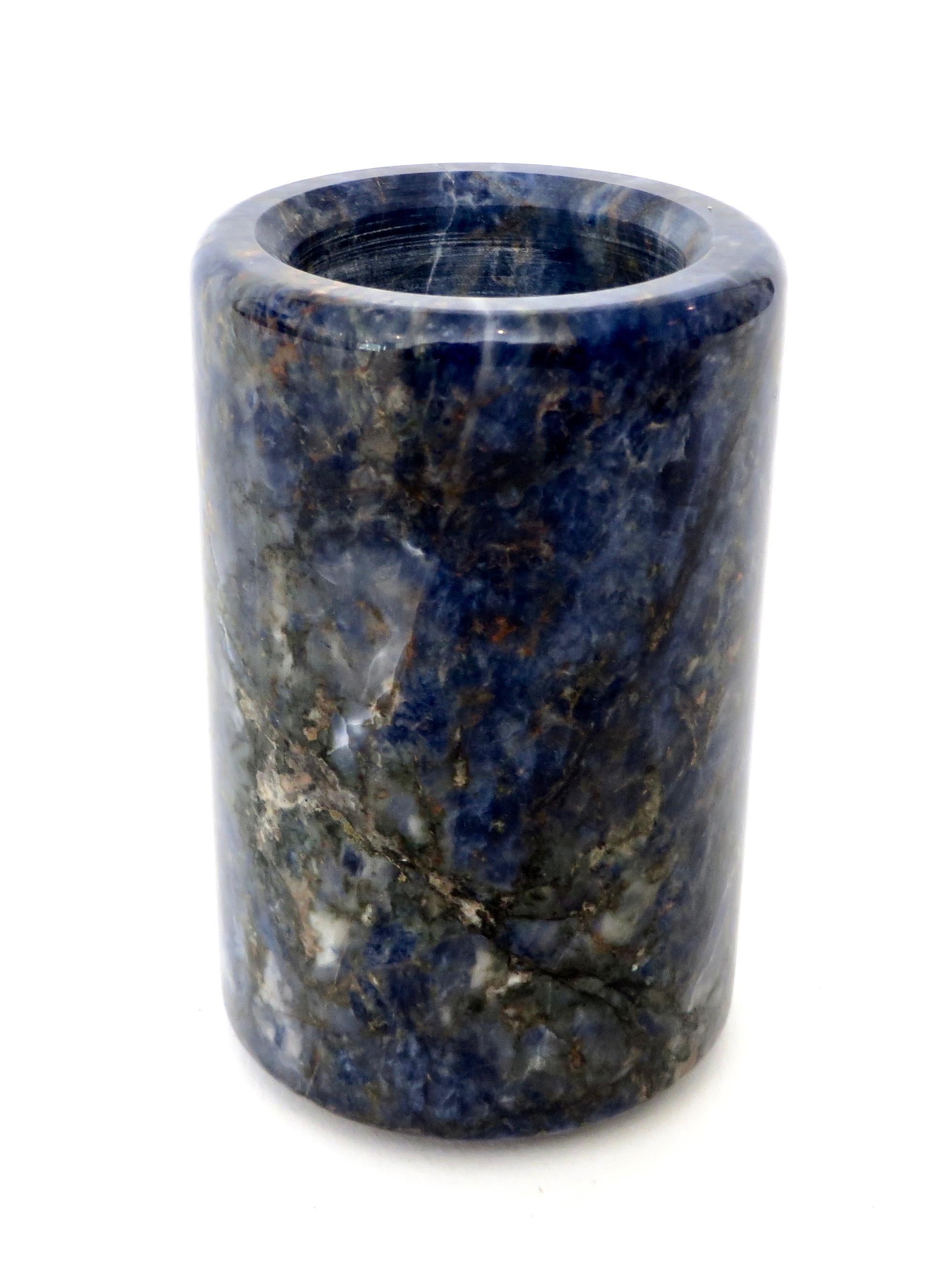 Small Cylinder or Candleholder in Blue Marble 3