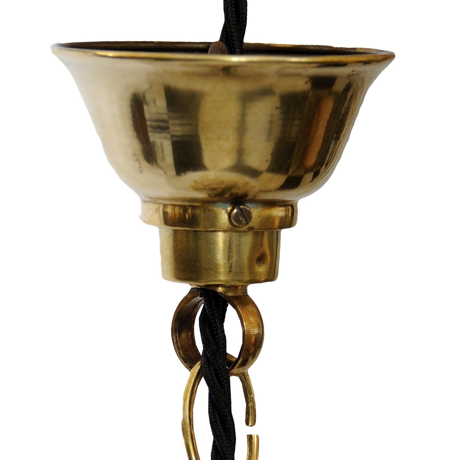 Glazed Small Cylindrical French Louis XVI Style Brass Lantern, circa 1880