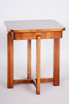 Small Czech Art Deco Table, Made in the 1930s Out of Walnut, Fully Restored