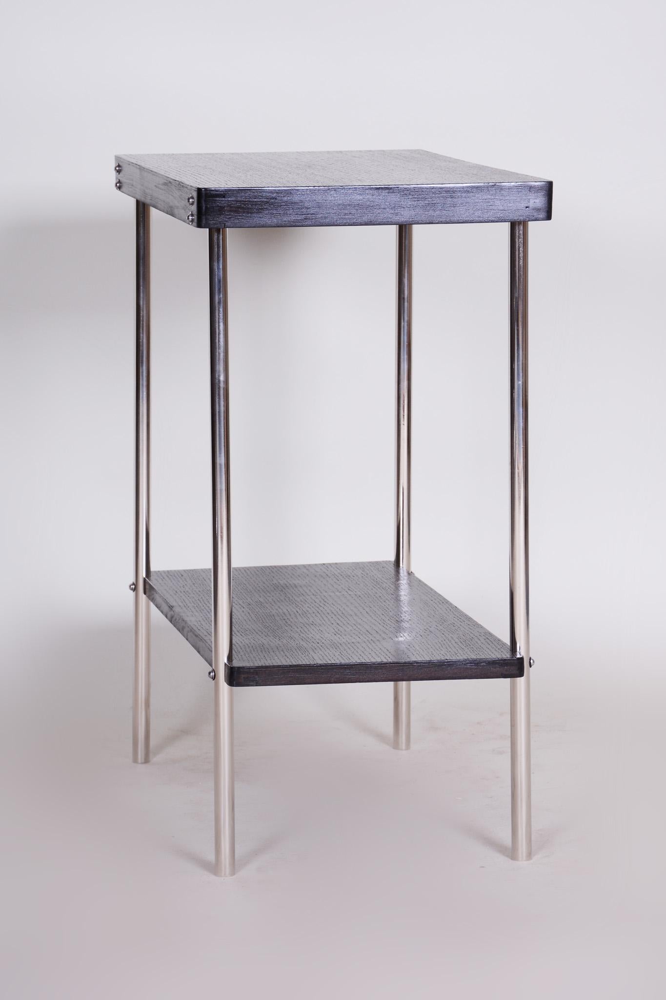 Small Czech Restored Black Chrome Bauhaus Table, R19, Robert Slezák, 1930s For Sale 4
