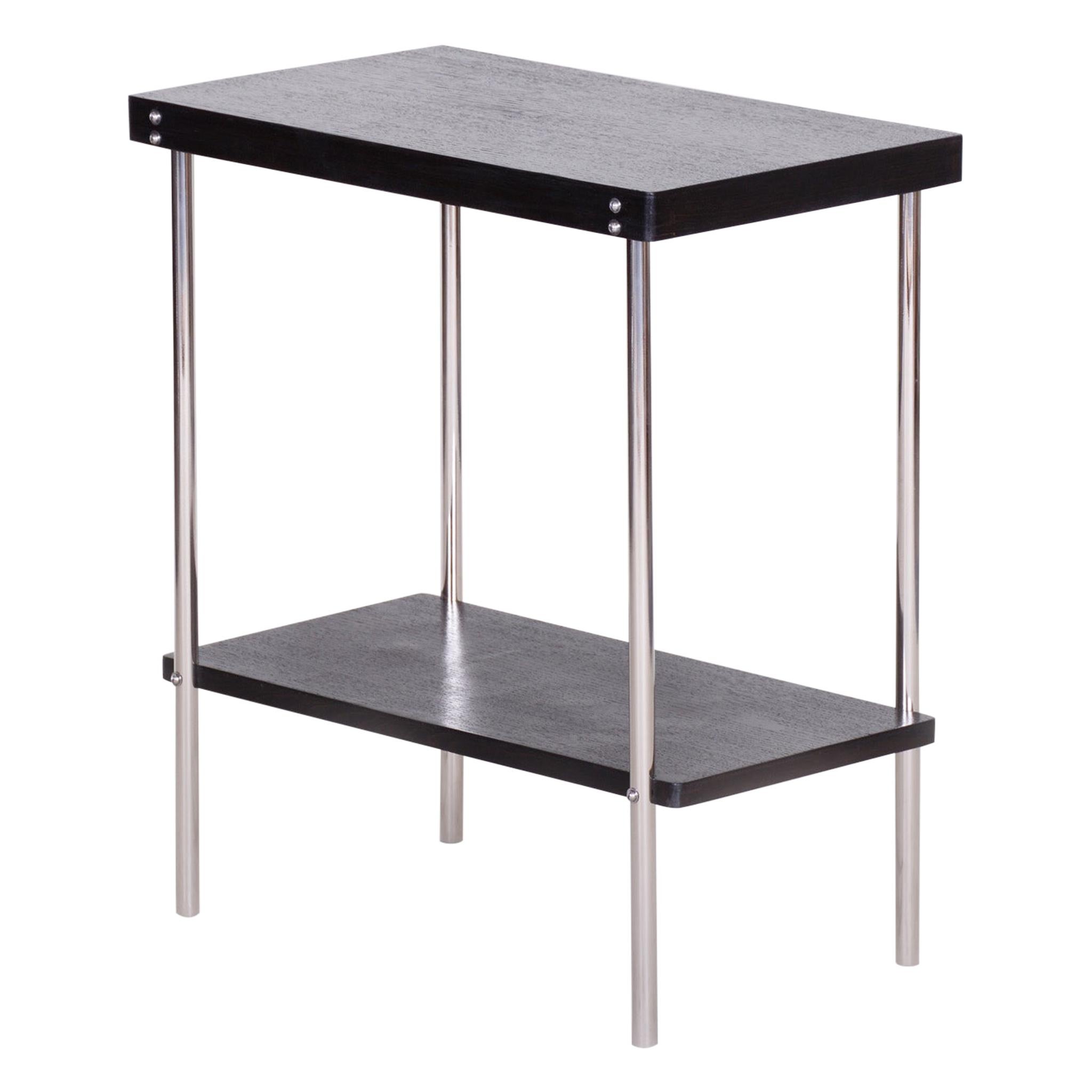 Petite table Bauhaus tchèque restaurée en chrome noir:: R19:: Robert Slezák:: années 1930 en vente