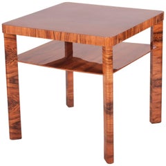 Small Czechoslovak Art Deco Walnut Table, Jindrich Halabala, Period 1930-1939