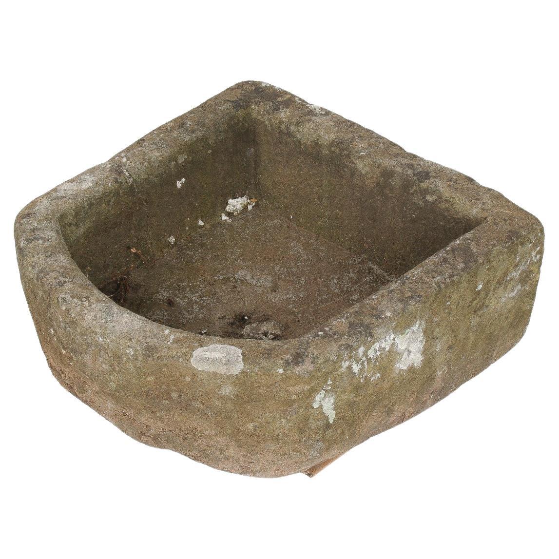 Petite jardinière en forme de D en pierre sculptée en grès météorisé  Pot de bonsaï
