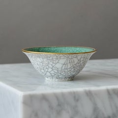 Small Dahl Jensen Crackle Glazed Bowl. Copenhagen, Denmark, 1930s. Green Gold.