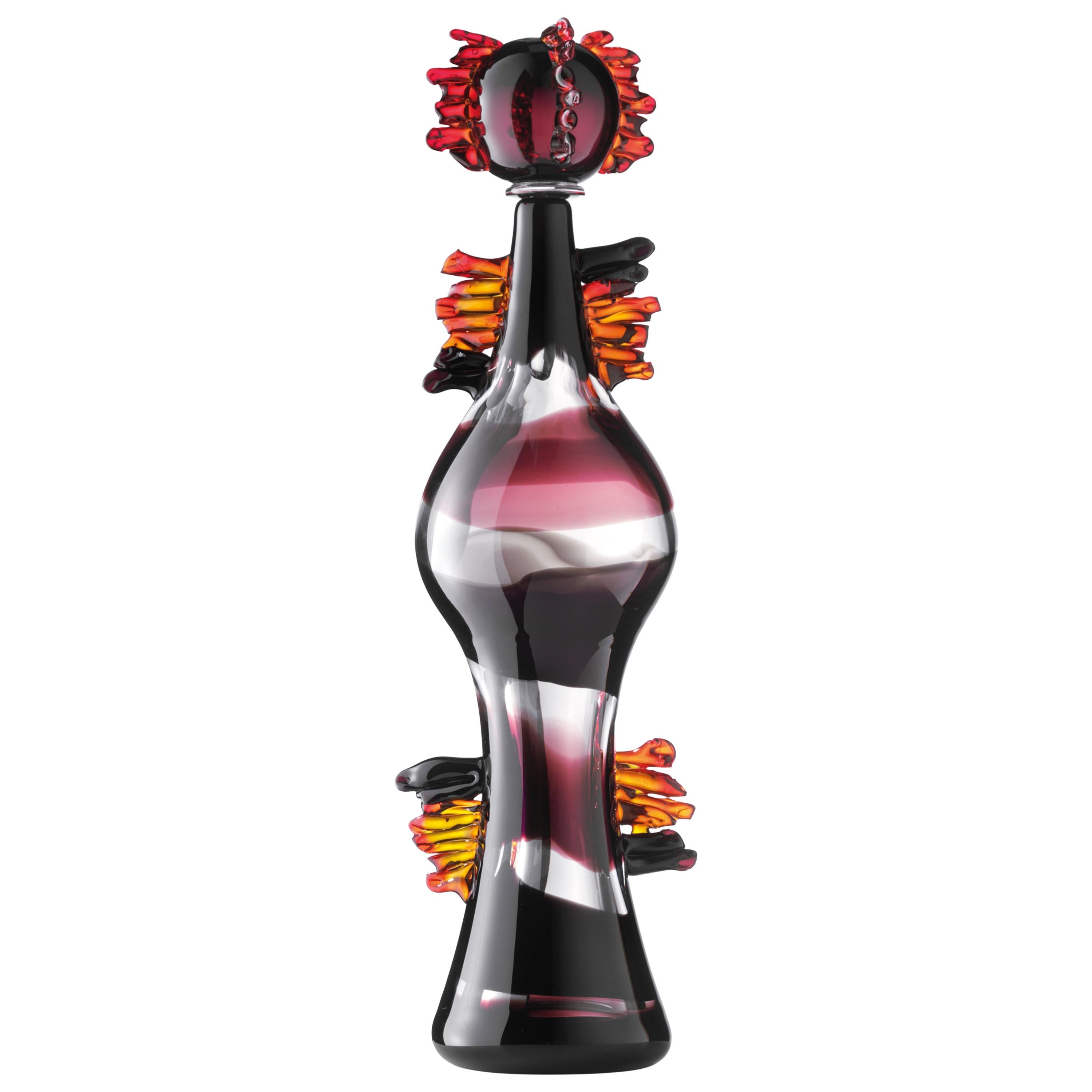 Multi (01202) Small Dame Murano Glass Bottle by Luciano Gaspari