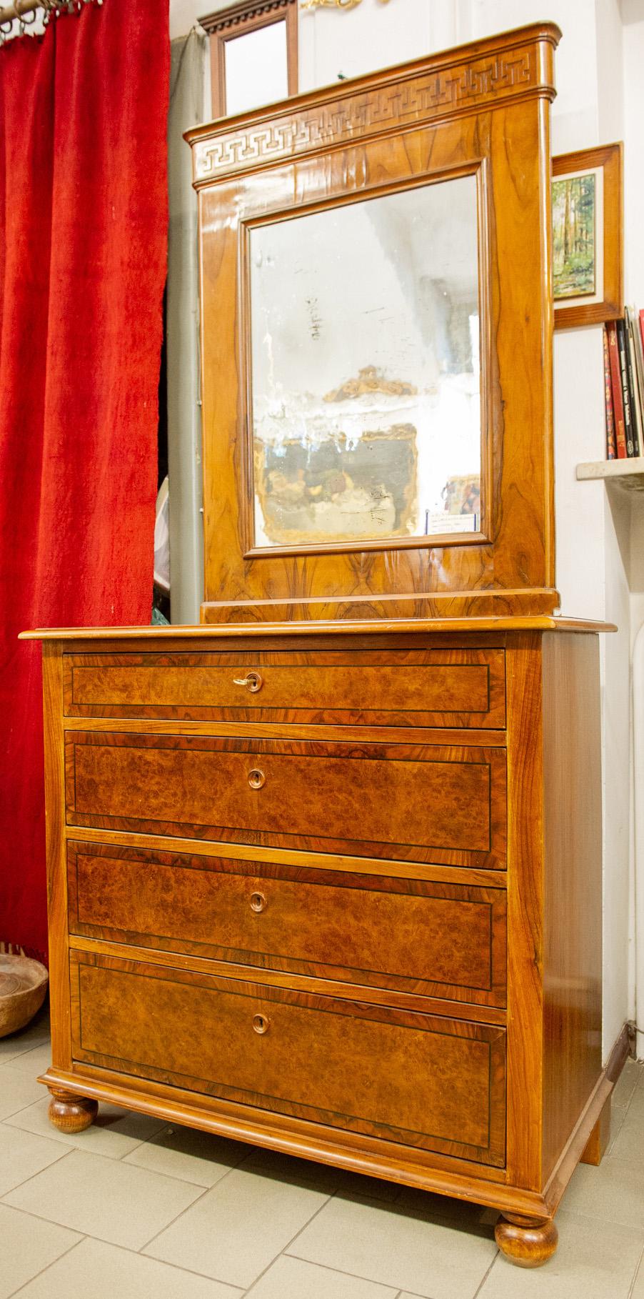 Other Small Danish Chest of Drawers with Mirror For Sale