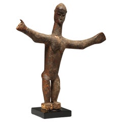 Vintage Small Dancing Lobi Figure With Arms Out, Cubist Face Ghana West Africa ex Willis