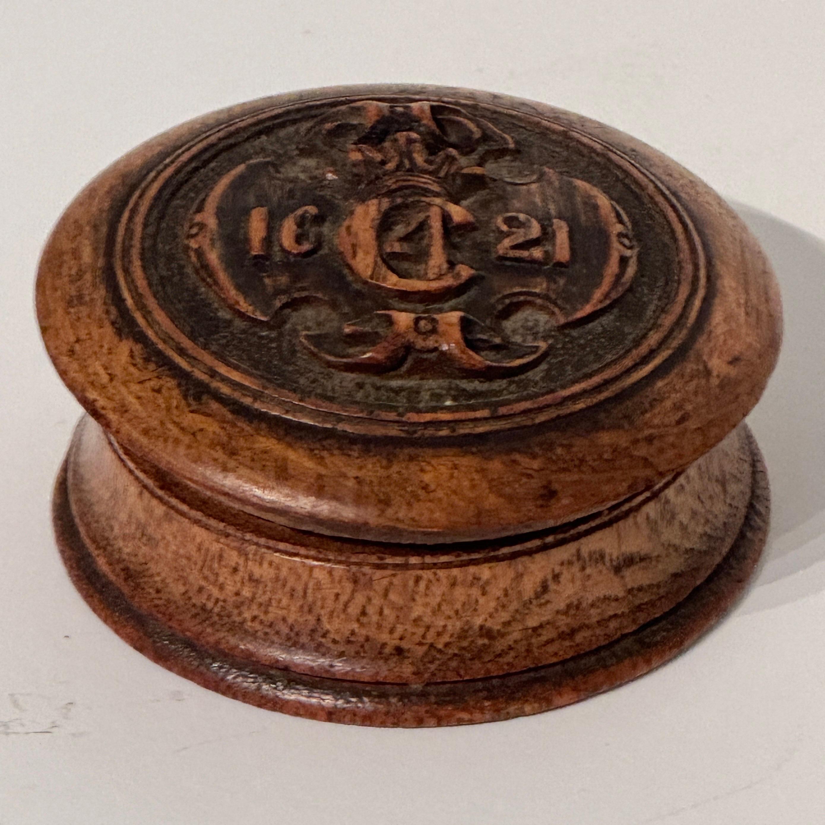 Small Danish 18th Century Pillbox or Snuffbox with King Christian 4th Monogram 1