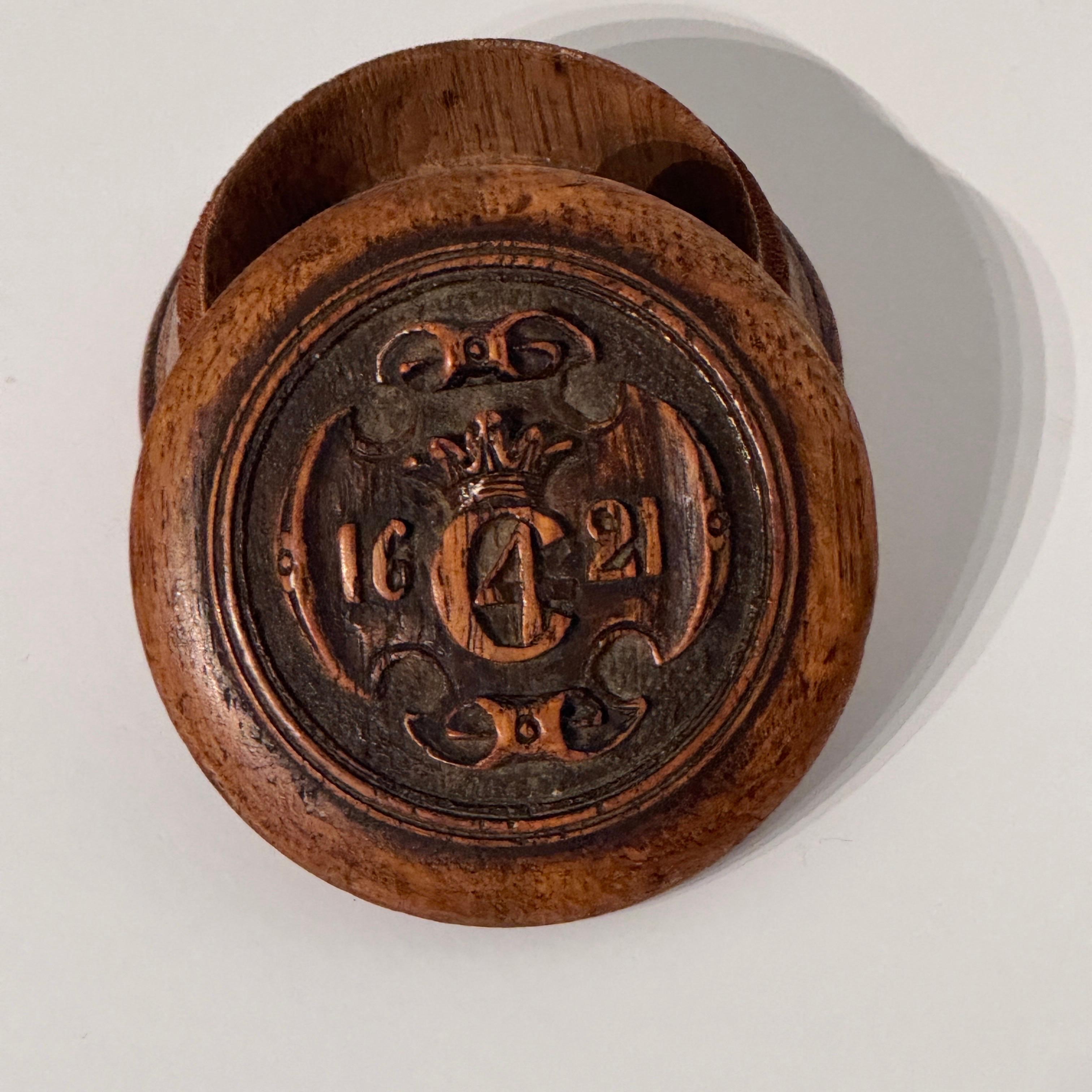 Small Danish 18th Century Pillbox or Snuffbox with King Christian 4th Monogram 3