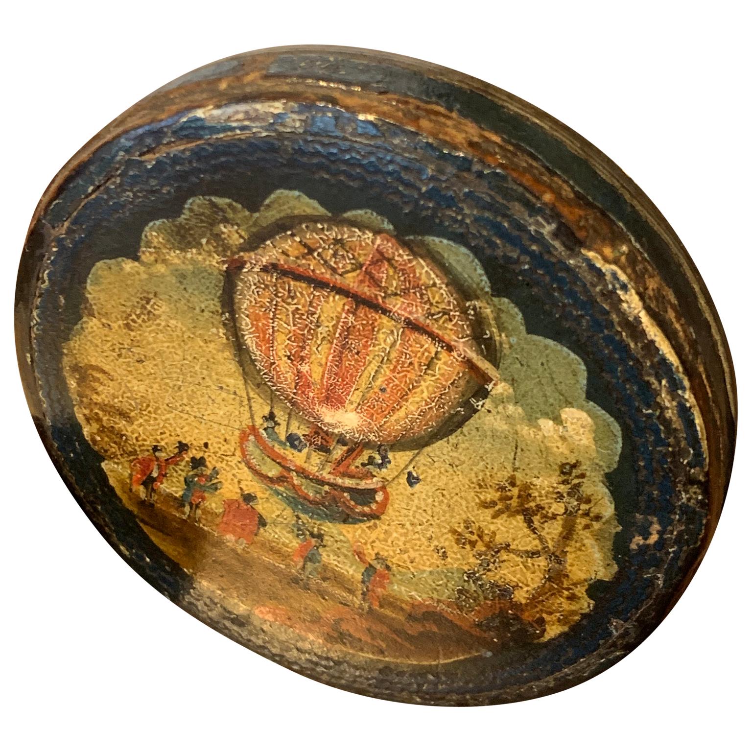 Small Danish 18th Century Pocket Compass with Hot-Air Balloon Decoration 9