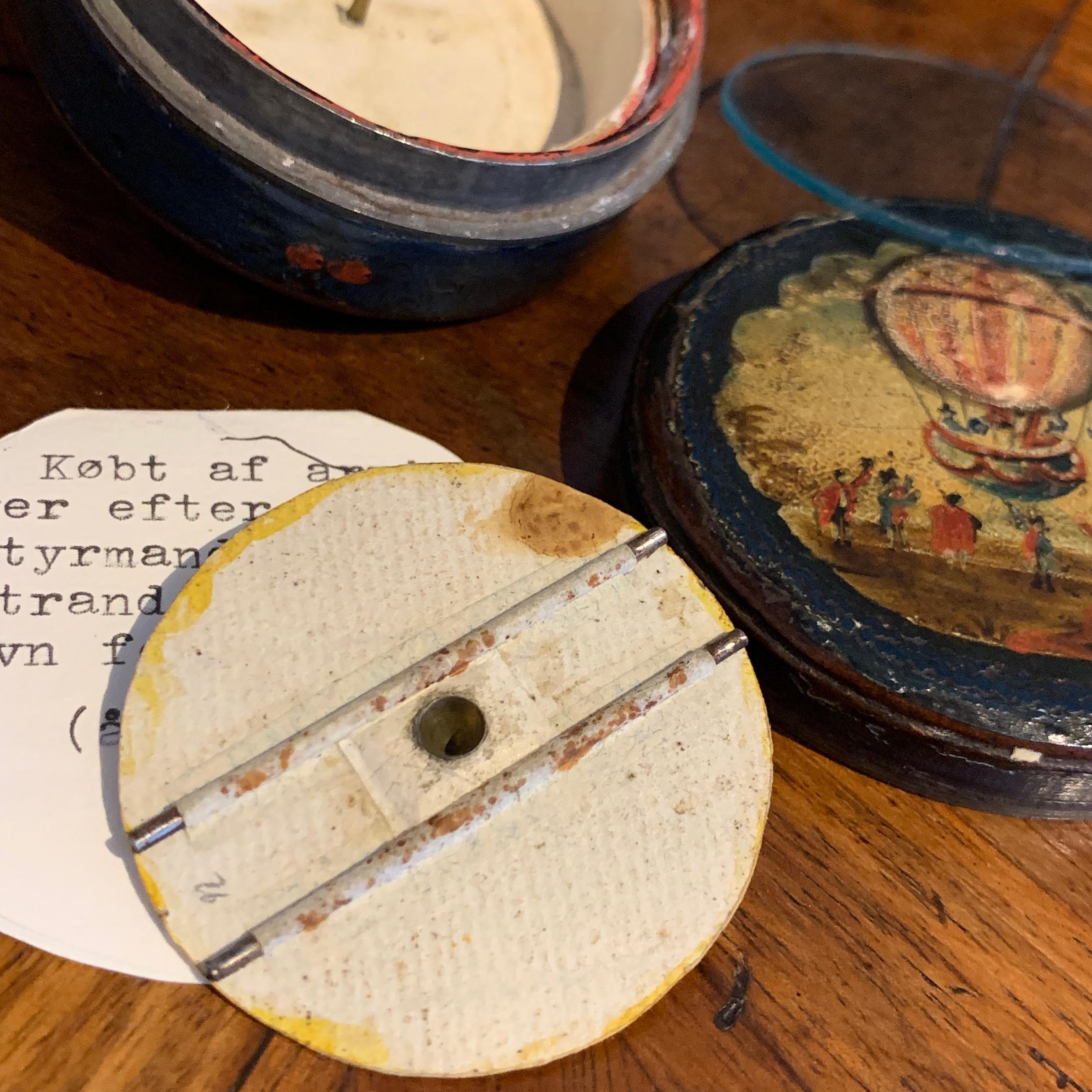 Small Danish 18th Century Pocket Compass with Hot-Air Balloon Decoration 4