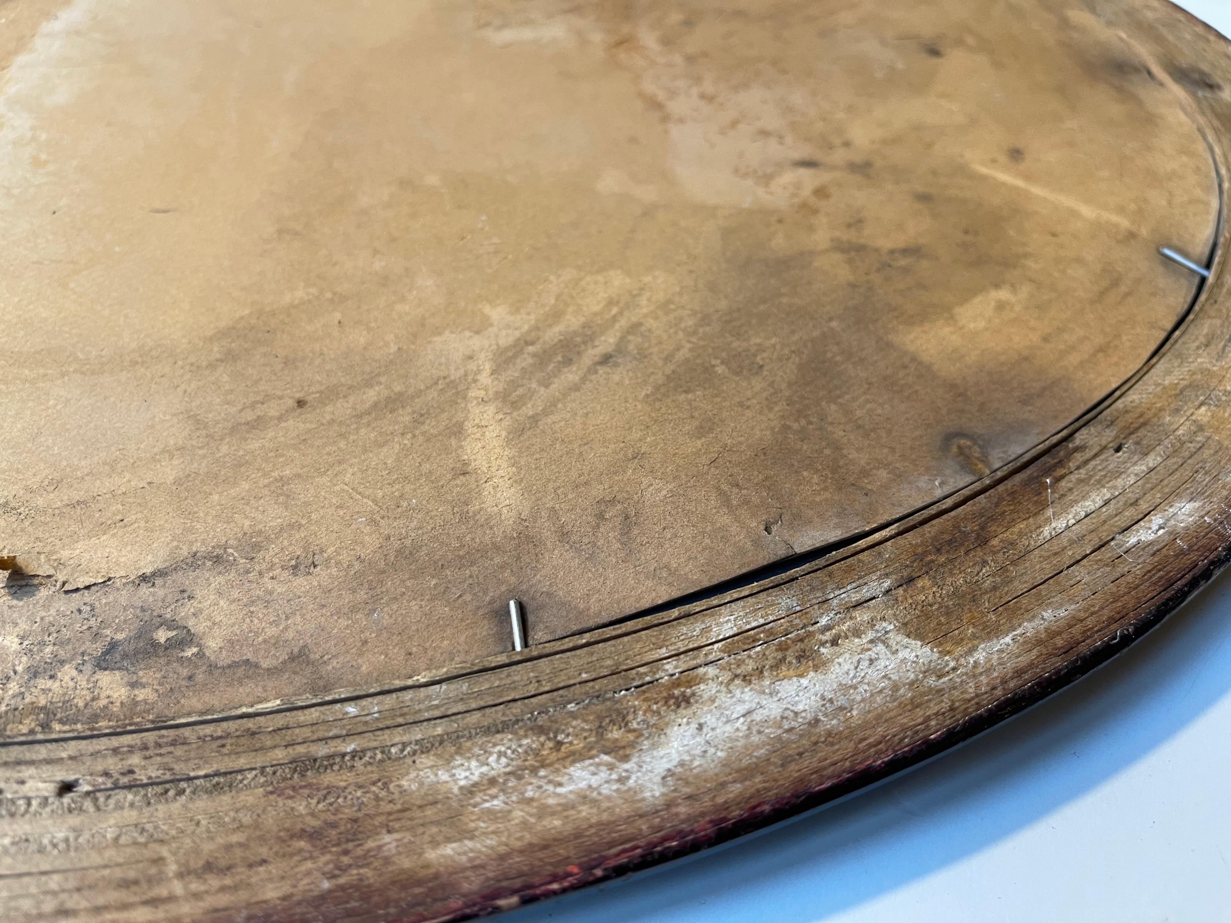 Small Danish Antique Oval Wall Mirror in Stained Oak, 1920s For Sale 1