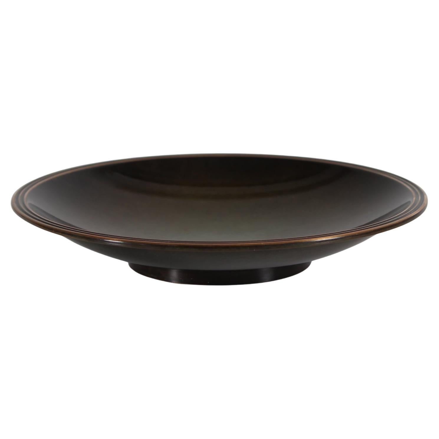 Small Danish Art Deco Just Andersen Decorative Low Bowl of Bronze, 1930s-40s For Sale