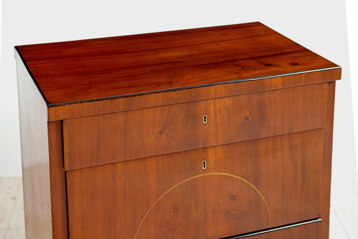 Brass Small Empire Chest of Drawers in Cuban Mahogany, Denmark, circa 1810 For Sale