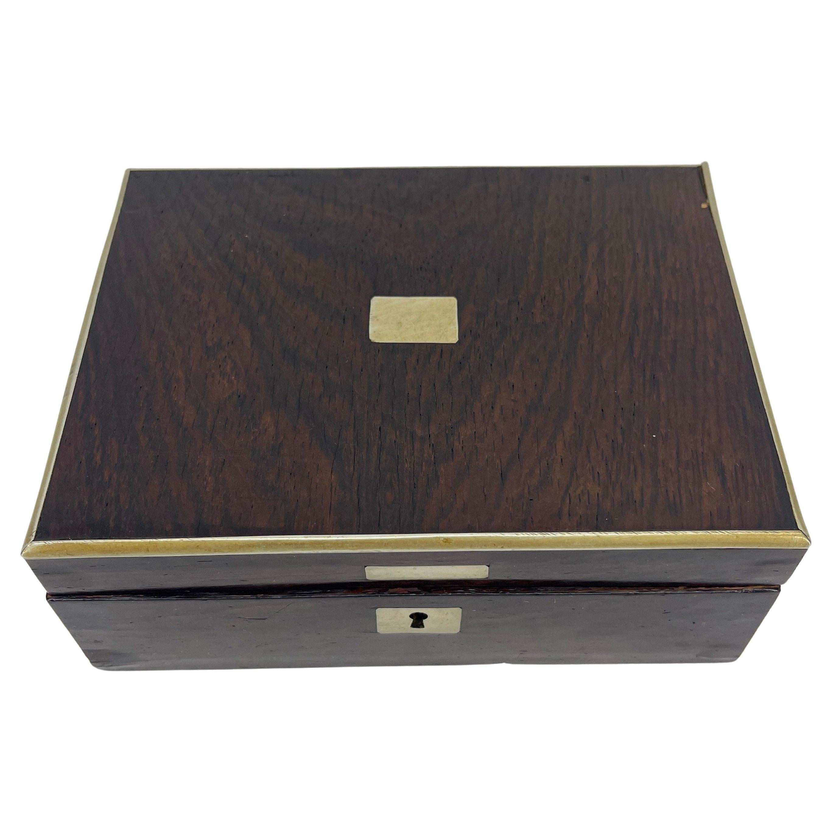 19th Century Small Danish Empire Veneered and Brass Trinket Box, Circa 1825 For Sale