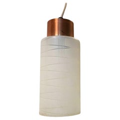 Small Danish Functionalist Glass and Copper Pendant from Voss, 1950s