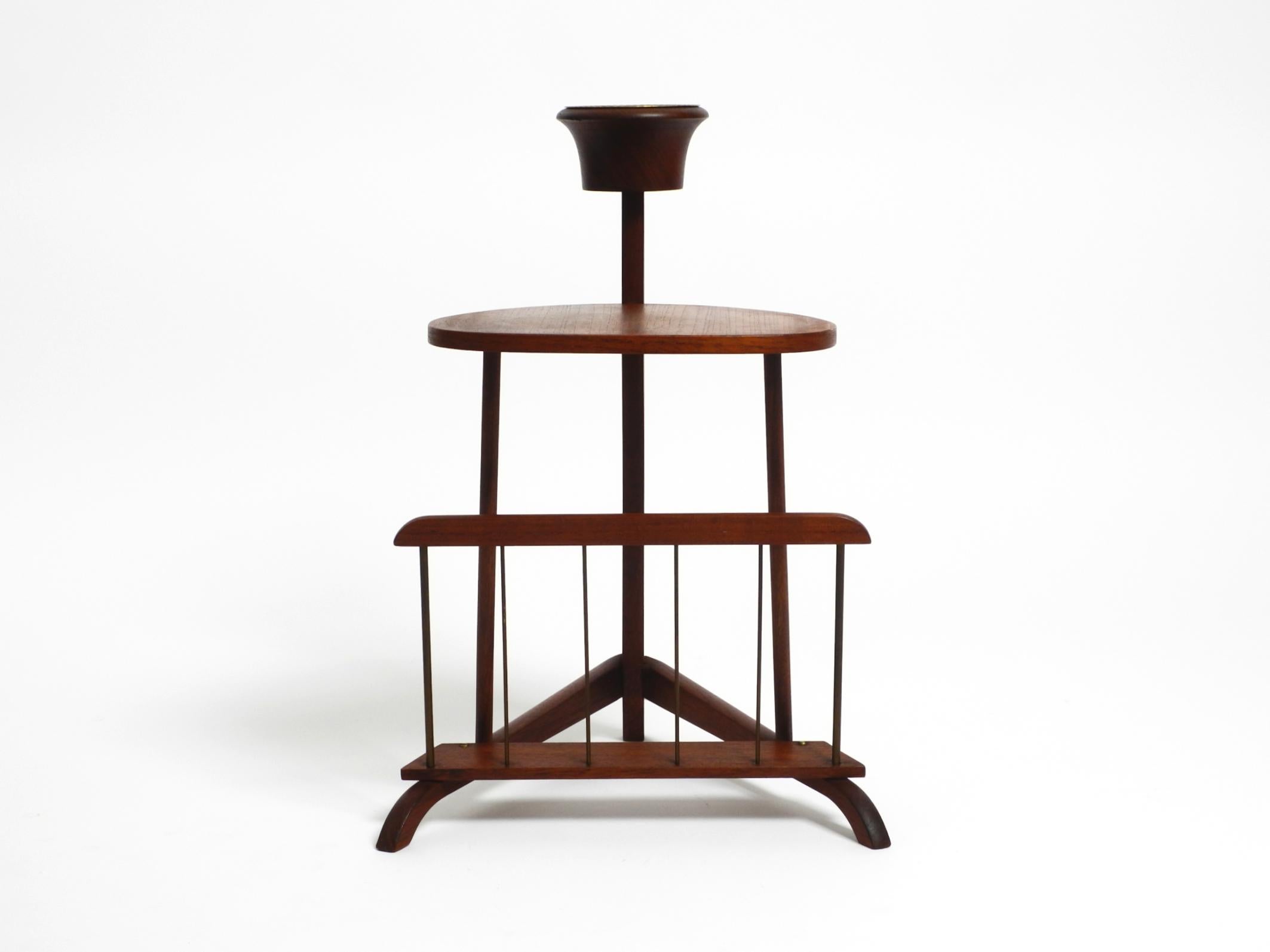 Small Danish Mid Century teak side table with magazine compartment and ashtray 4