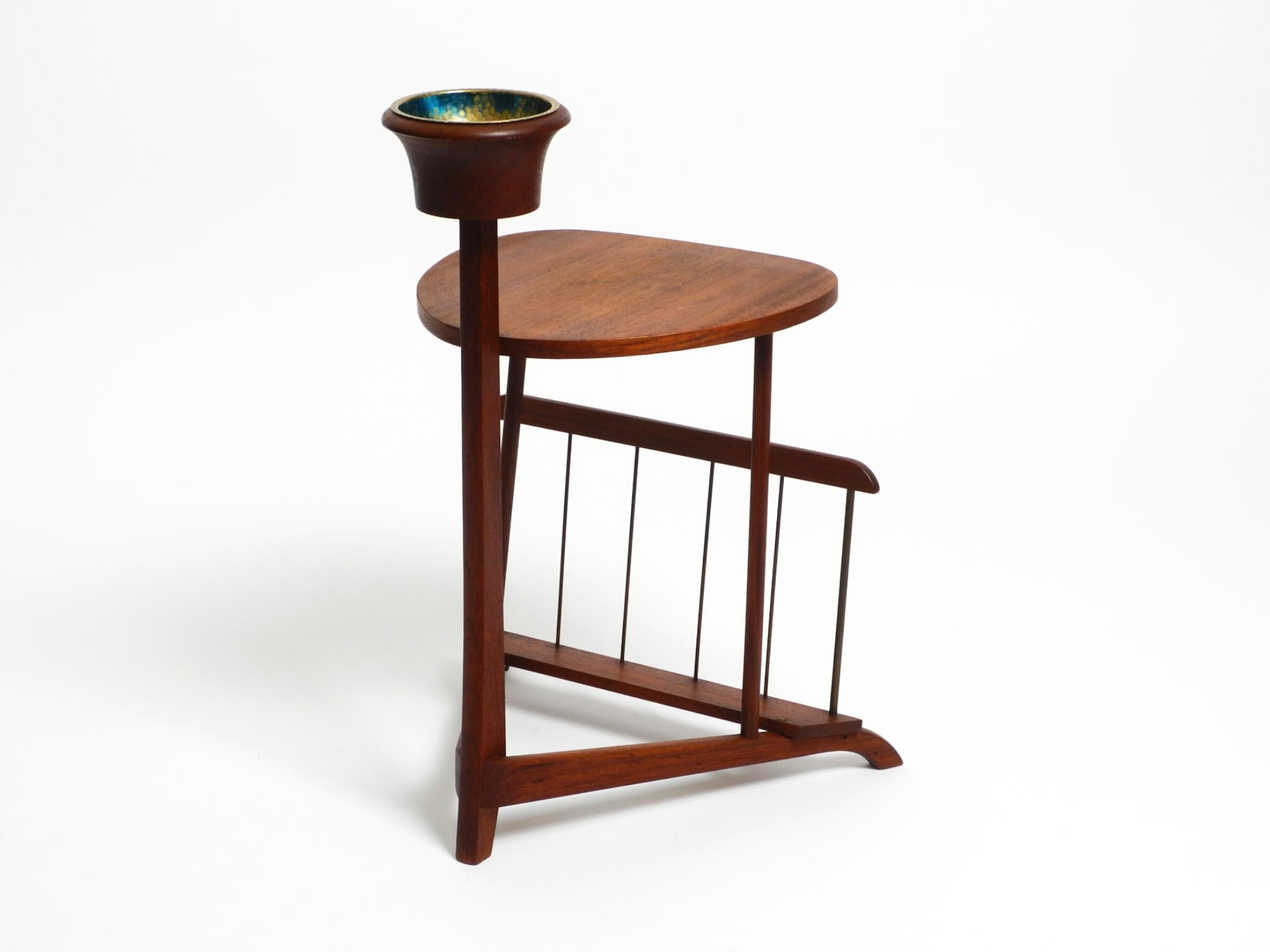 Small Danish Mid Century teak side table with magazine compartment and ashtray 6