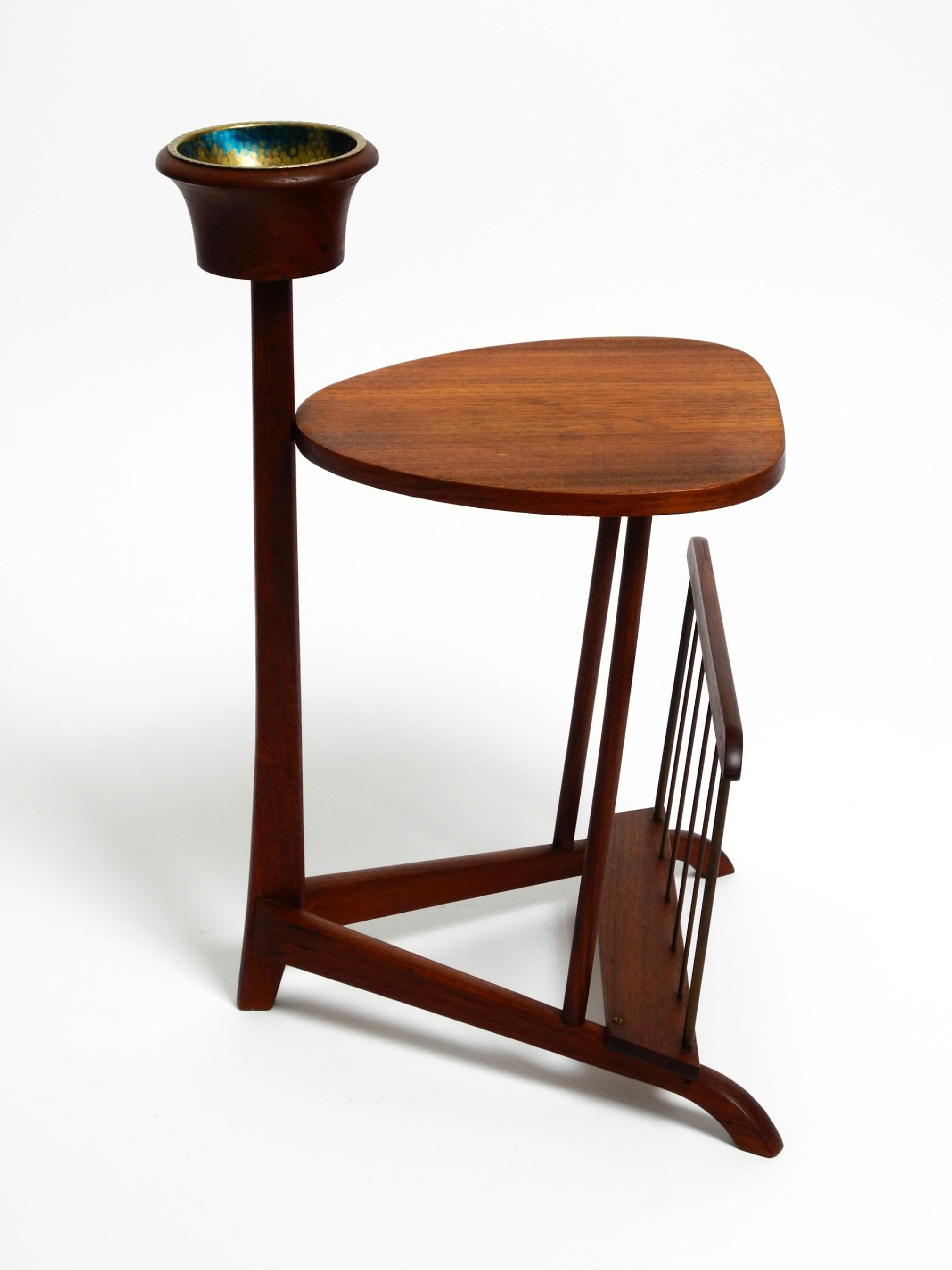 Small Danish Mid Century teak side table with magazine compartment and ashtray 7