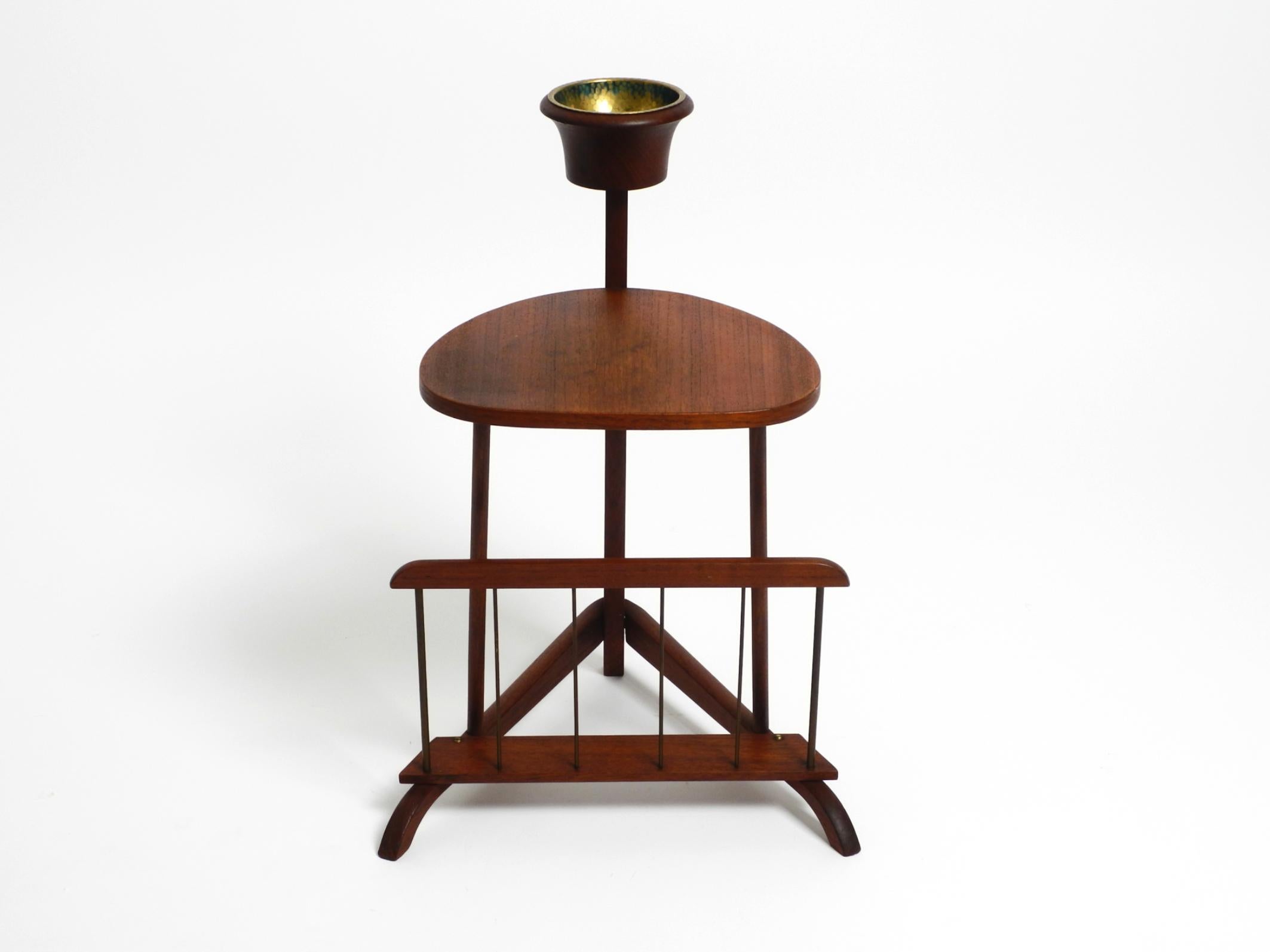 Small Danish Mid Century teak side table with magazine compartment and ashtray 9