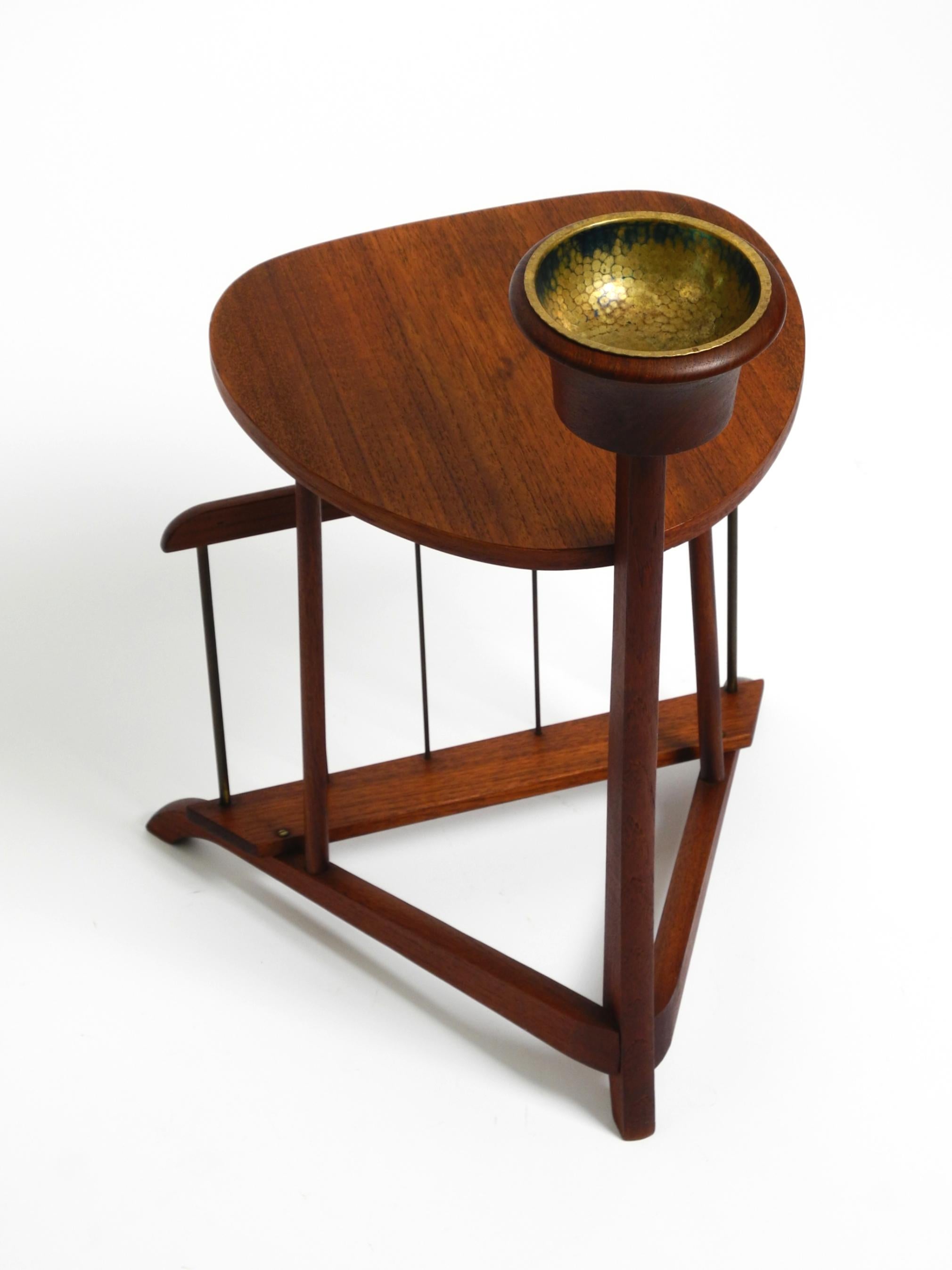 Small Danish Mid Century teak side table with magazine compartment and ashtray 12