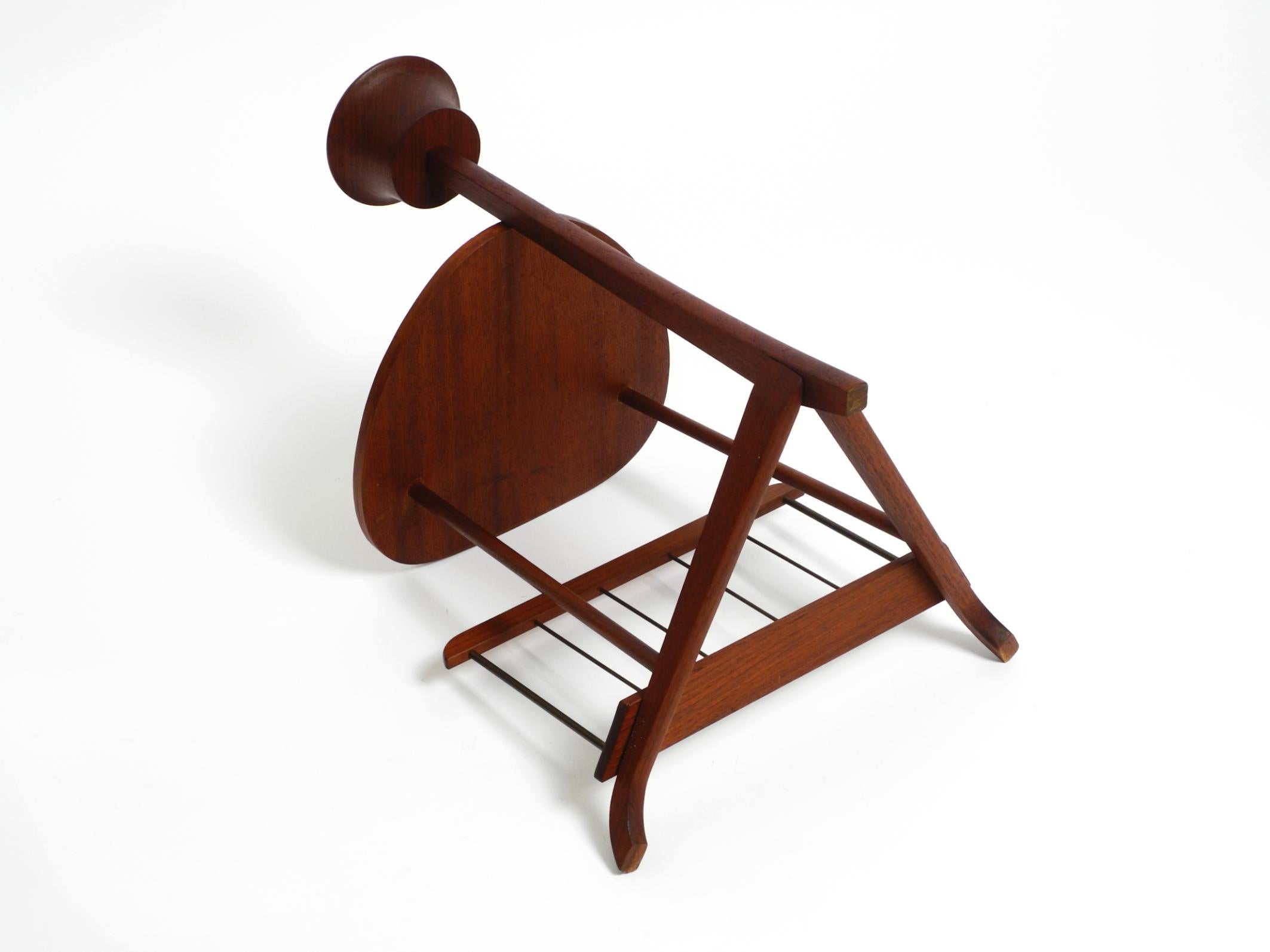 Small Danish Mid Century teak side table with magazine compartment and ashtray 3