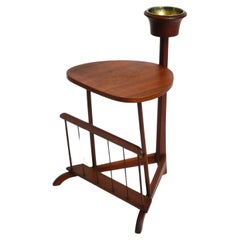 Small Danish Mid Century teak side table with magazine compartment and ashtray