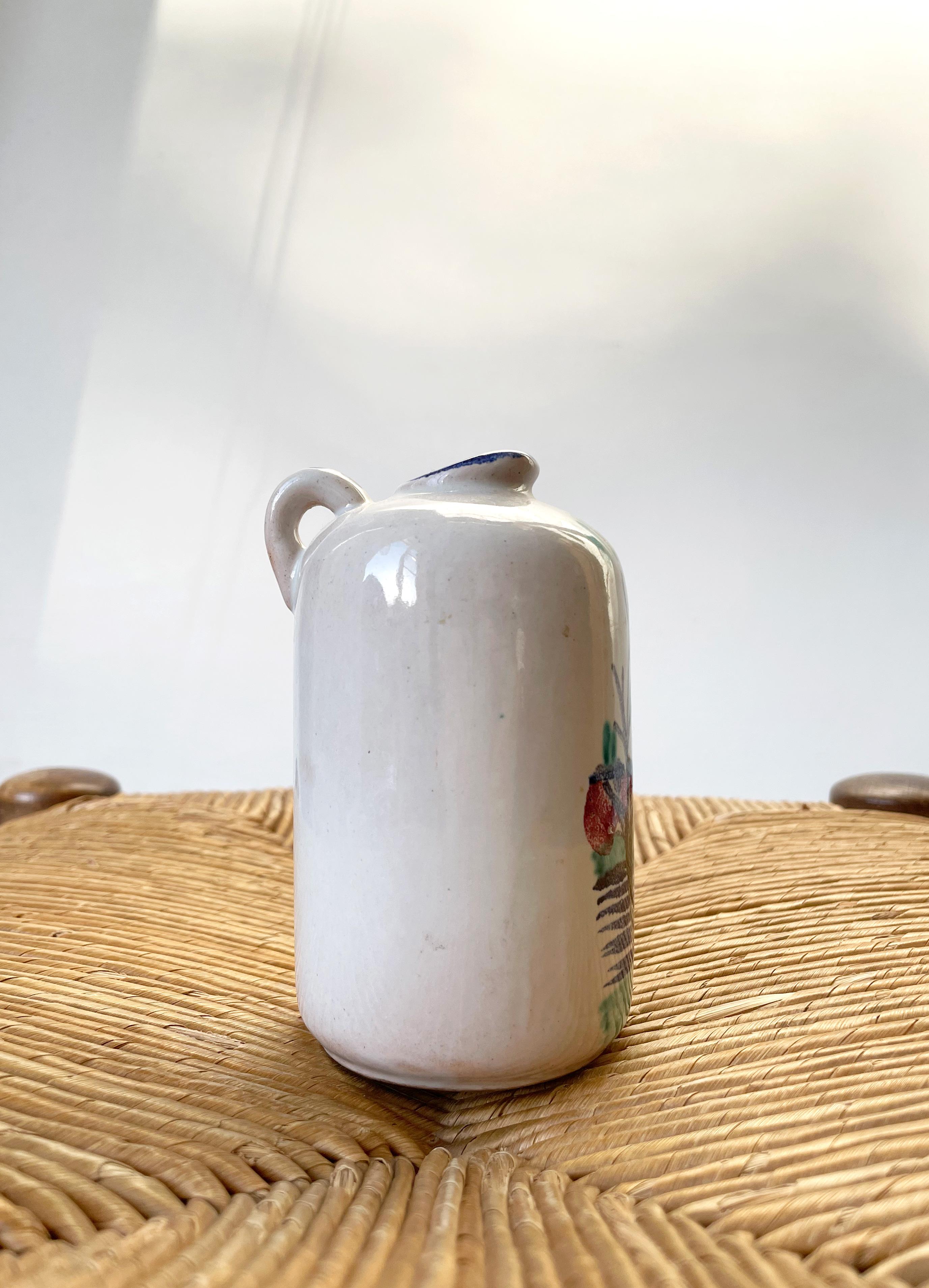 Hand-Crafted Danish Midcentury Hand Painted Ceramic Vase, 1950s For Sale