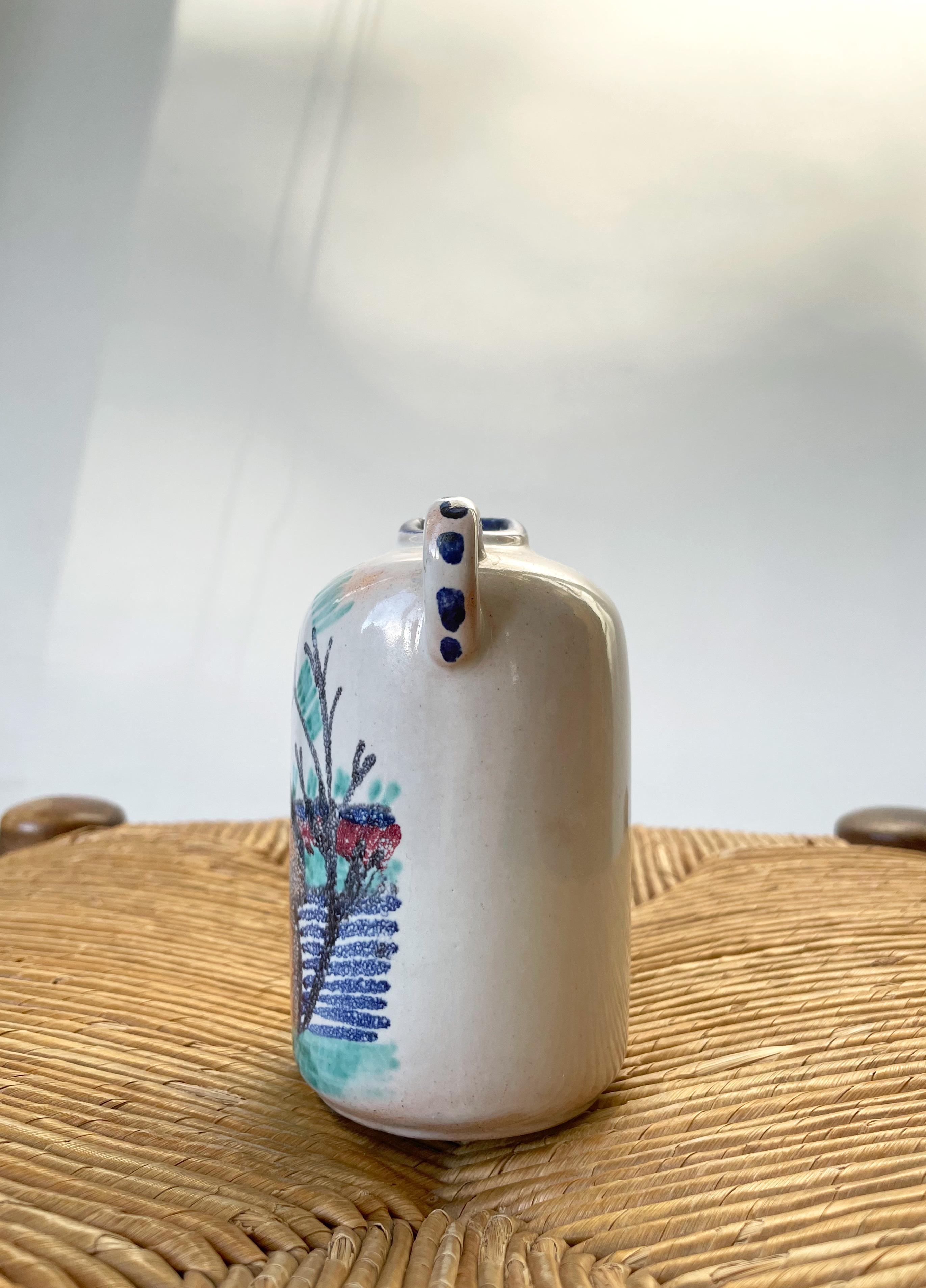 Danish Midcentury Hand Painted Ceramic Vase, 1950s In Good Condition For Sale In Copenhagen, DK