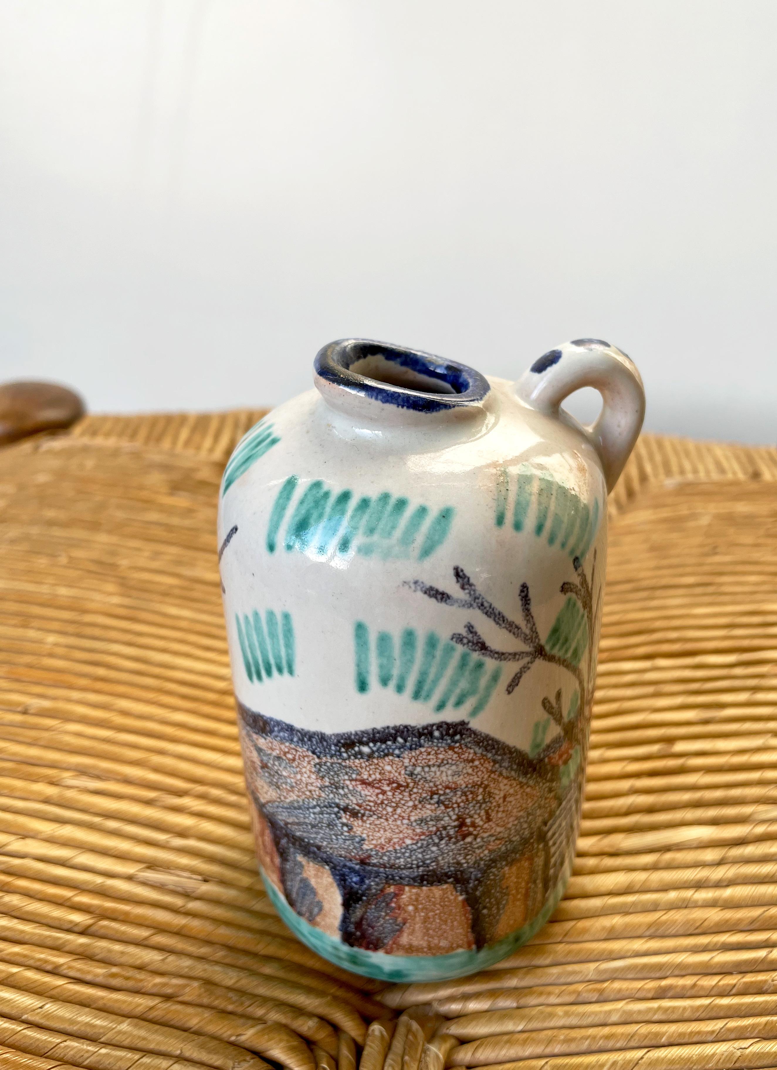 Dänische handbemalte Keramikvase aus der Jahrhundertmitte, 1950er Jahre (Töpferwaren) im Angebot