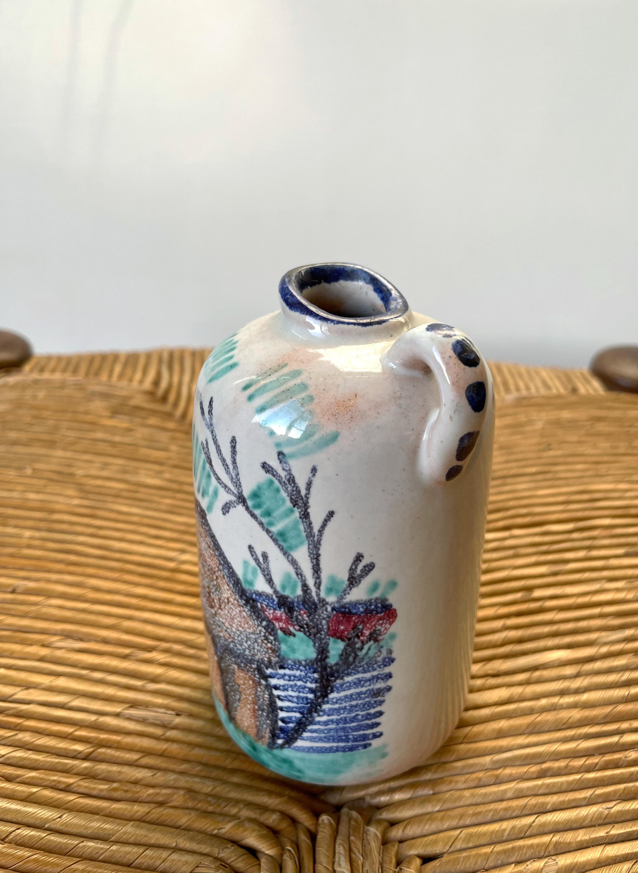 Pottery Danish Midcentury Hand Painted Ceramic Vase, 1950s For Sale