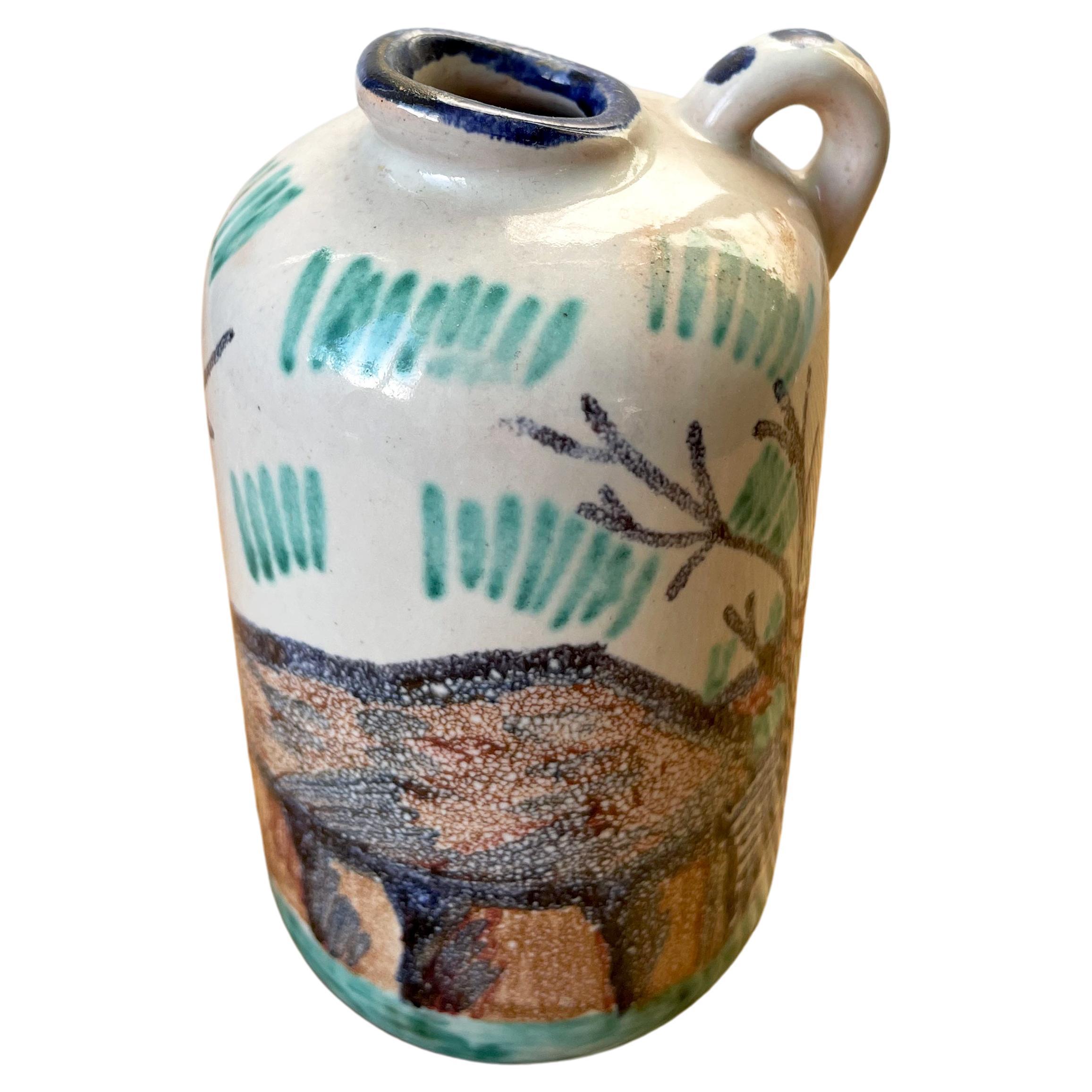 Danish Midcentury Hand Painted Ceramic Vase, 1950s For Sale