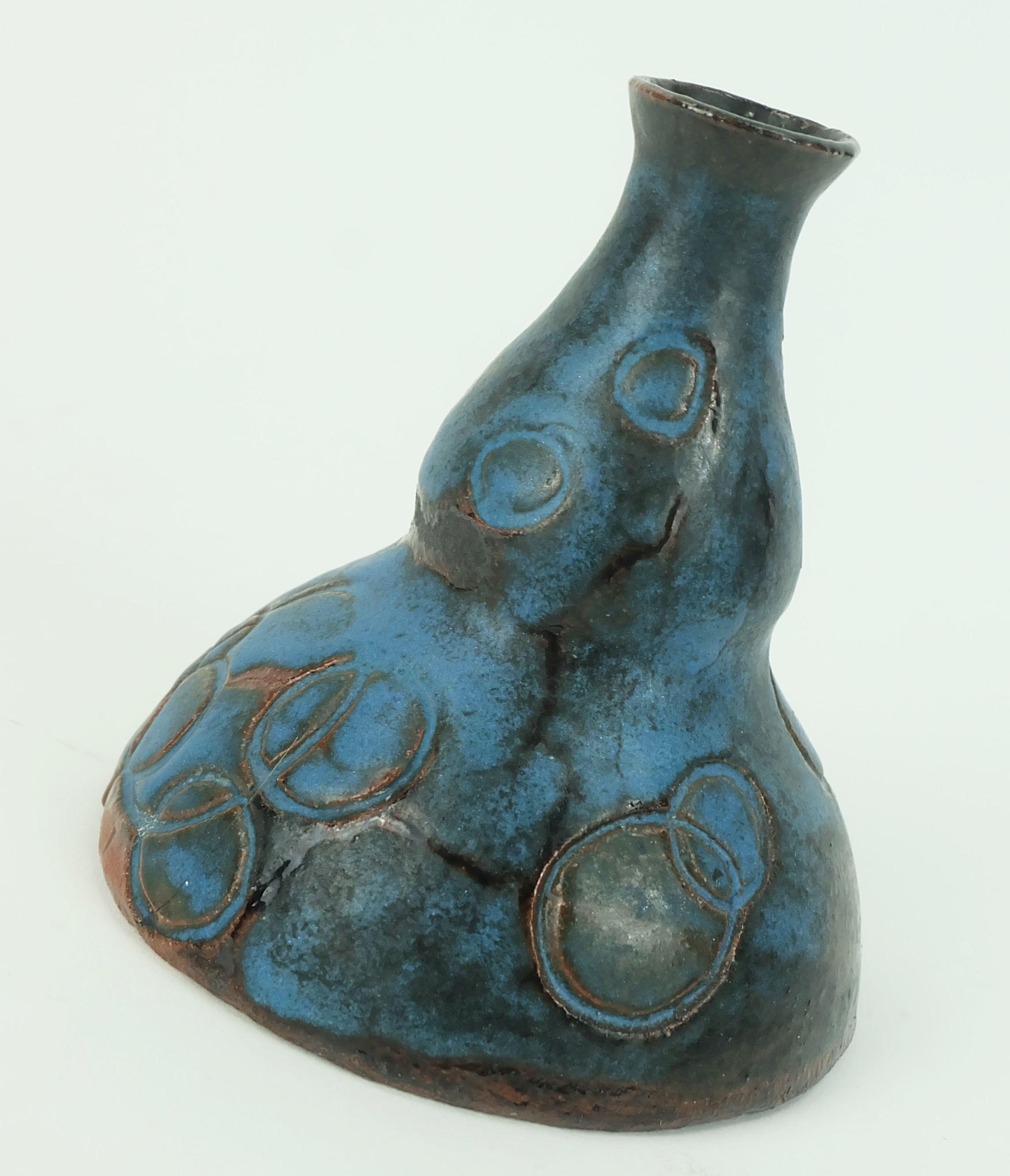 Metà XX secolo piccolo vaso danese moderno in ceramica Conny Walther Studio Pottery Danimarca anni '60 in vendita