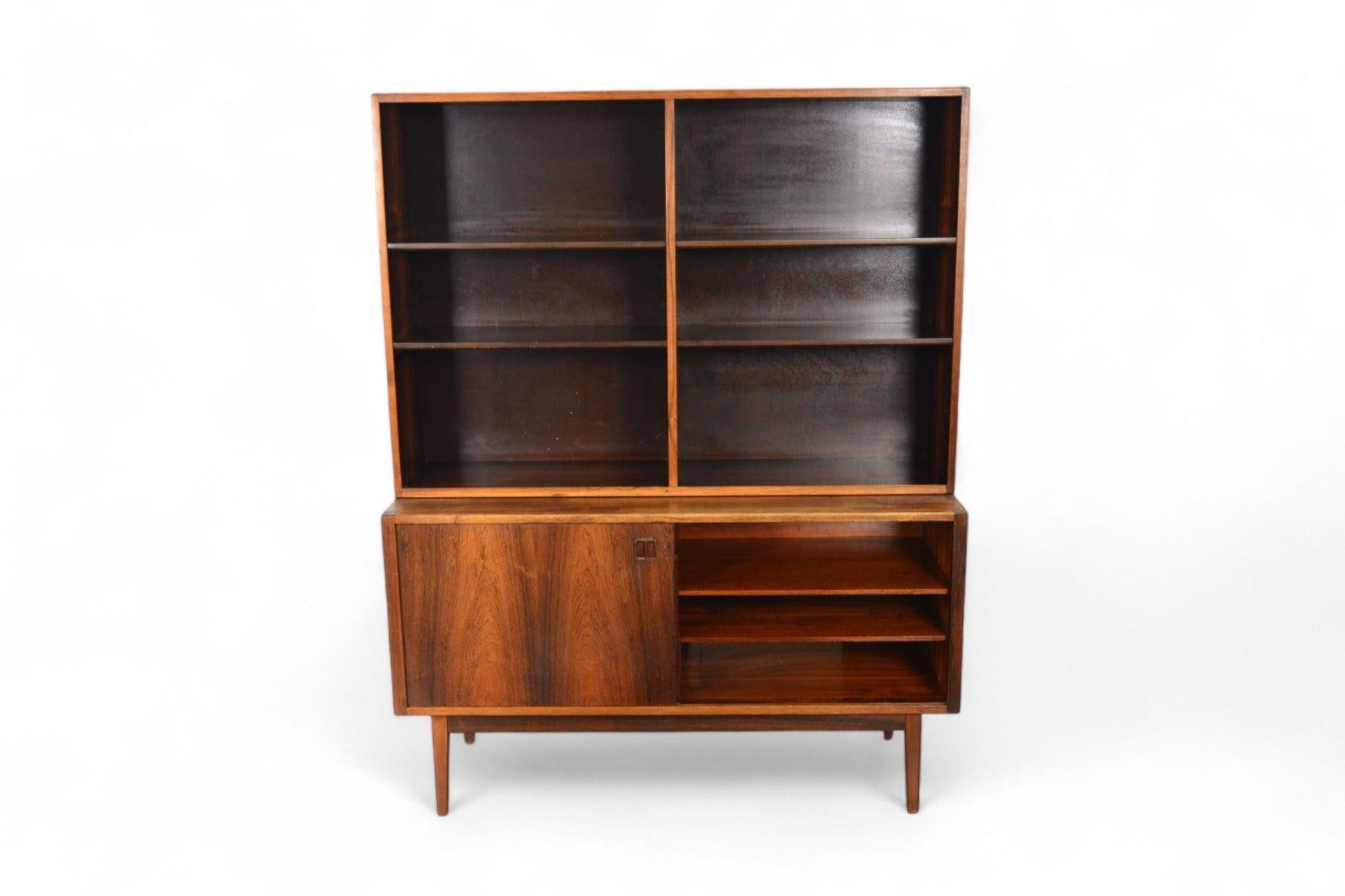 XX secolo Piccola credenza moderna danese in legno di palissandro con libreria Hutch in vendita