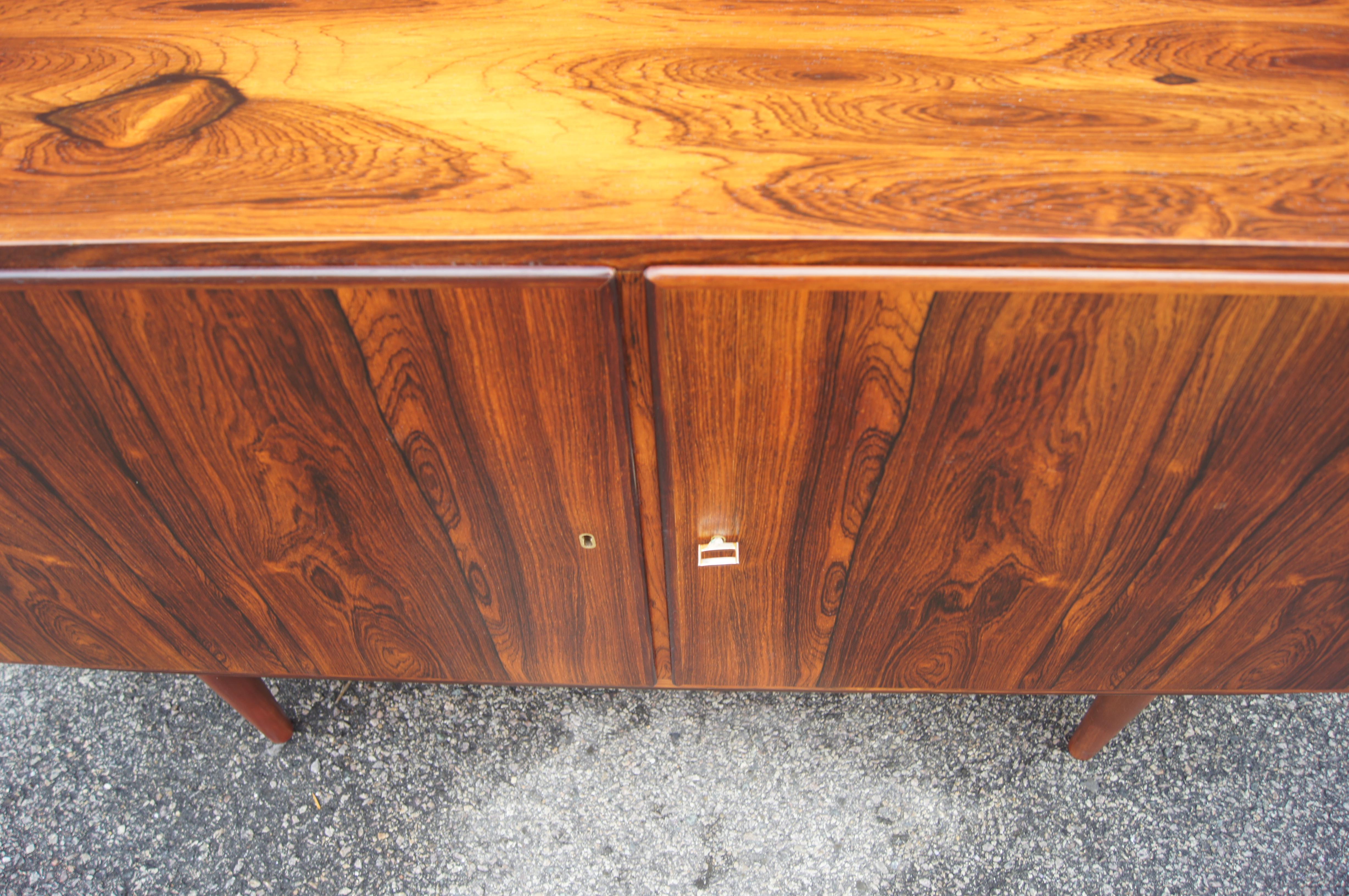 20th Century Small Danish Modern Rosewood Credenza For Sale