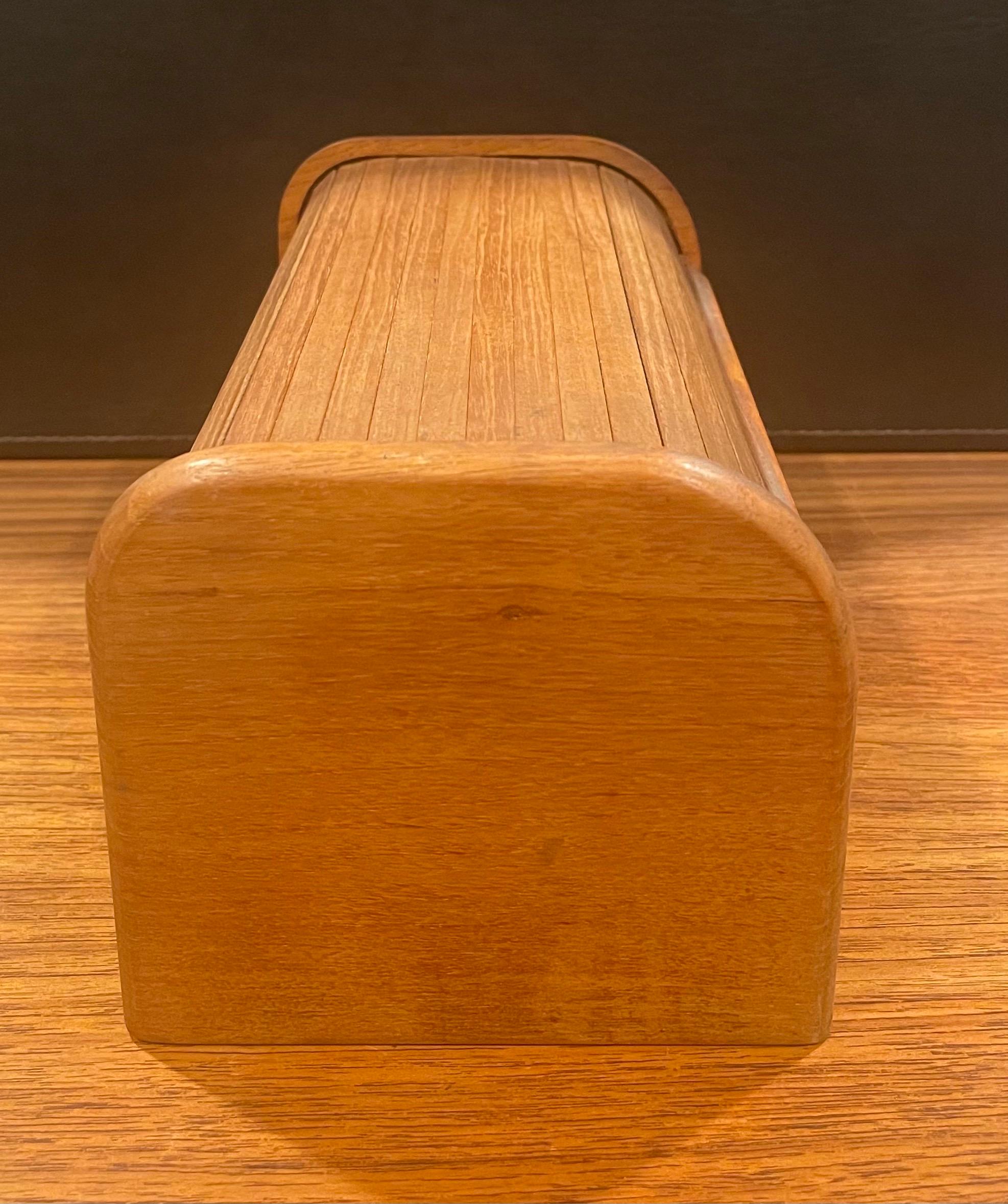 Small Danish Modern Tambour Top Teak Box 1