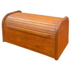 Small Danish Modern Tambour Top Teak Box