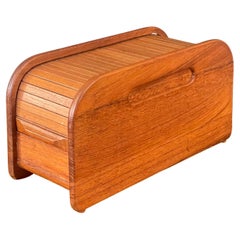 Vintage Small Danish Modern Tambour Top Teak Box