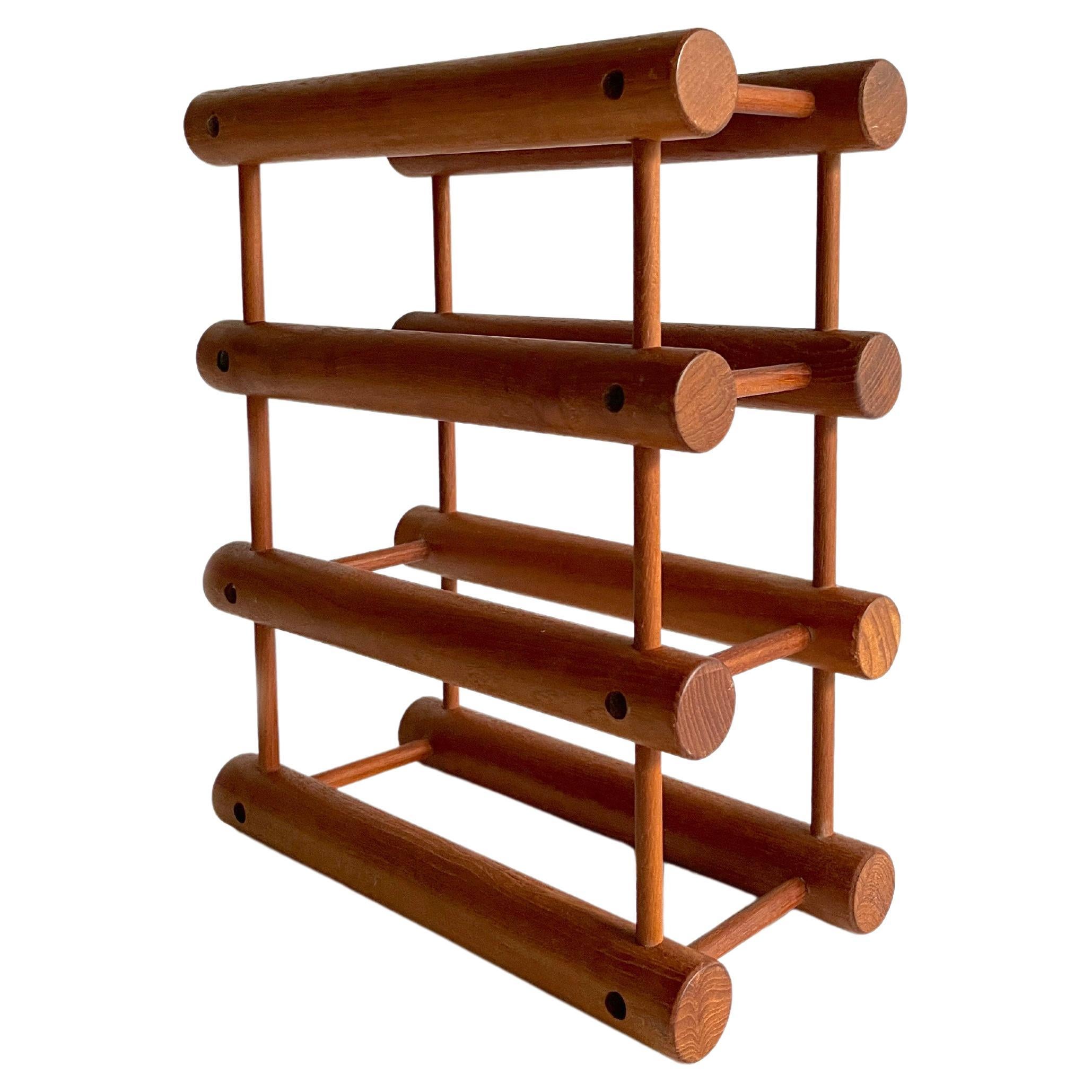 Small Danish Modern Teak Wine Rack Holder by Nissen Langaa, Denmark For Sale