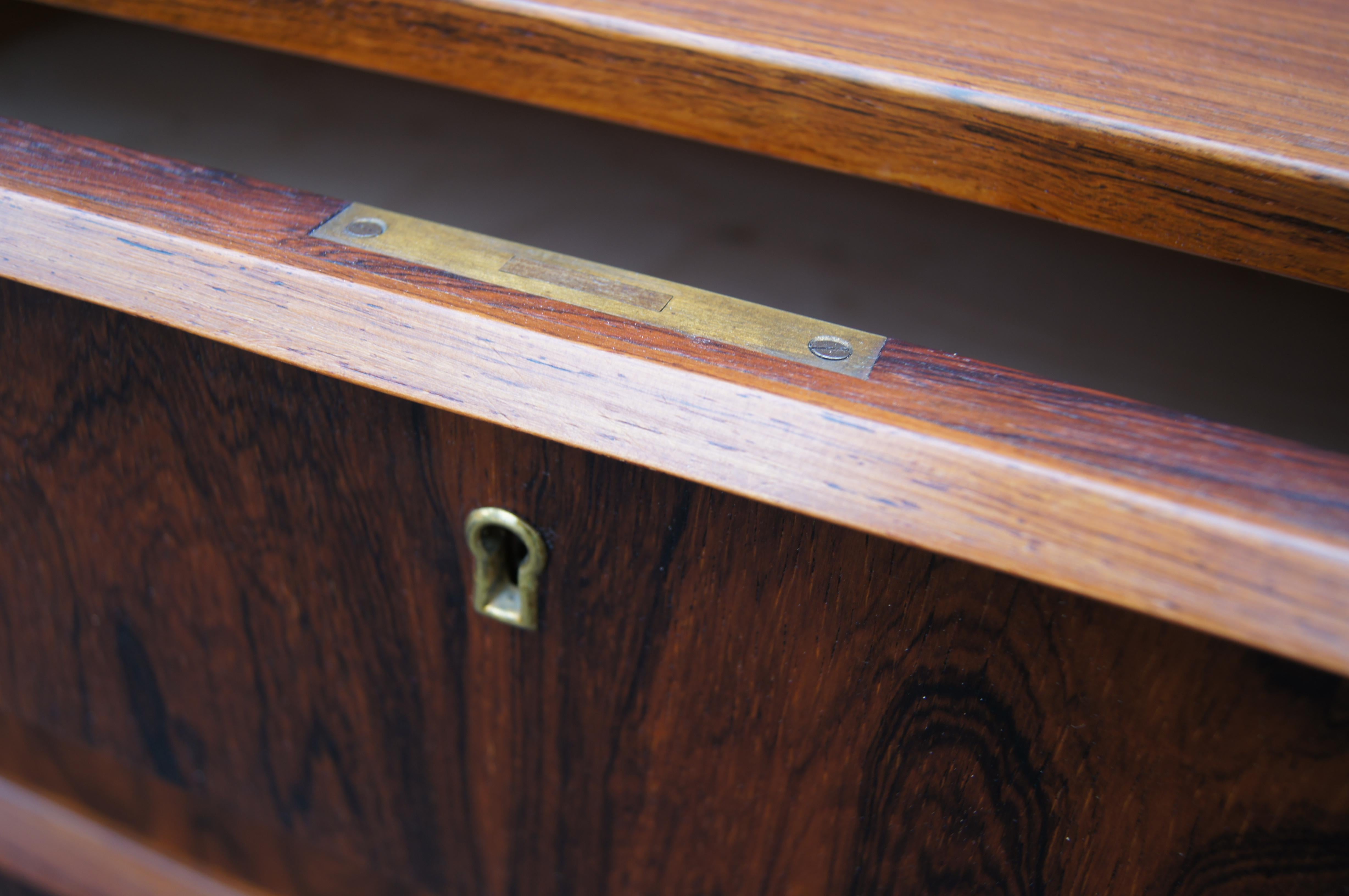 Small Danish Rosewood Three-Drawer Chest In Good Condition In Dorchester, MA
