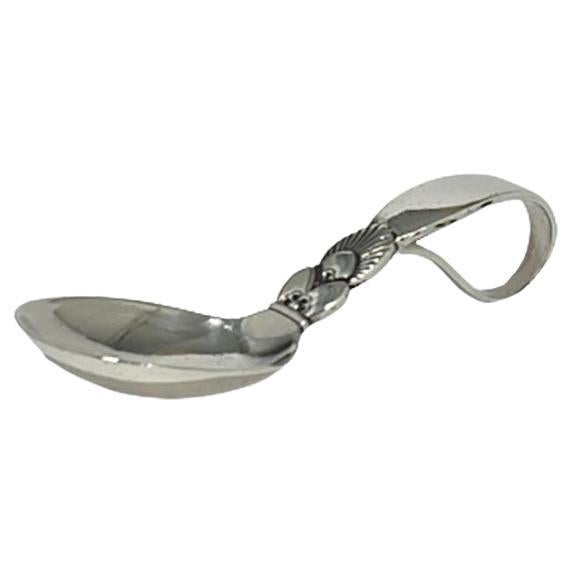 Small Danish Silver Georg Jensen Sugar / Tea Caddy Spoon, Model Cactus, 1932 For Sale