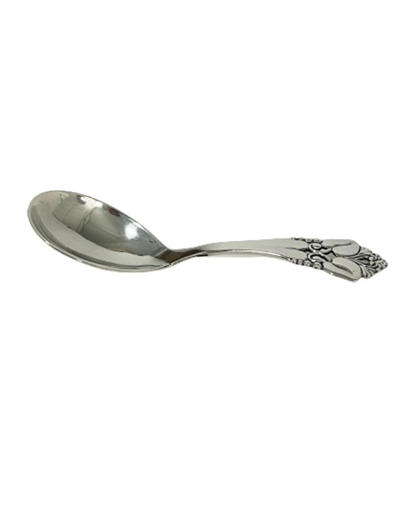 Small Danish Silver Johannes Siggaard sugar /tea caddy spoon, 1947

A Silver spoon with floral final, marked with the Danish silver hallmarks of Johannes Siggaard, used during 1932-1960
The three tower mark with year number of 1947 and marked 32