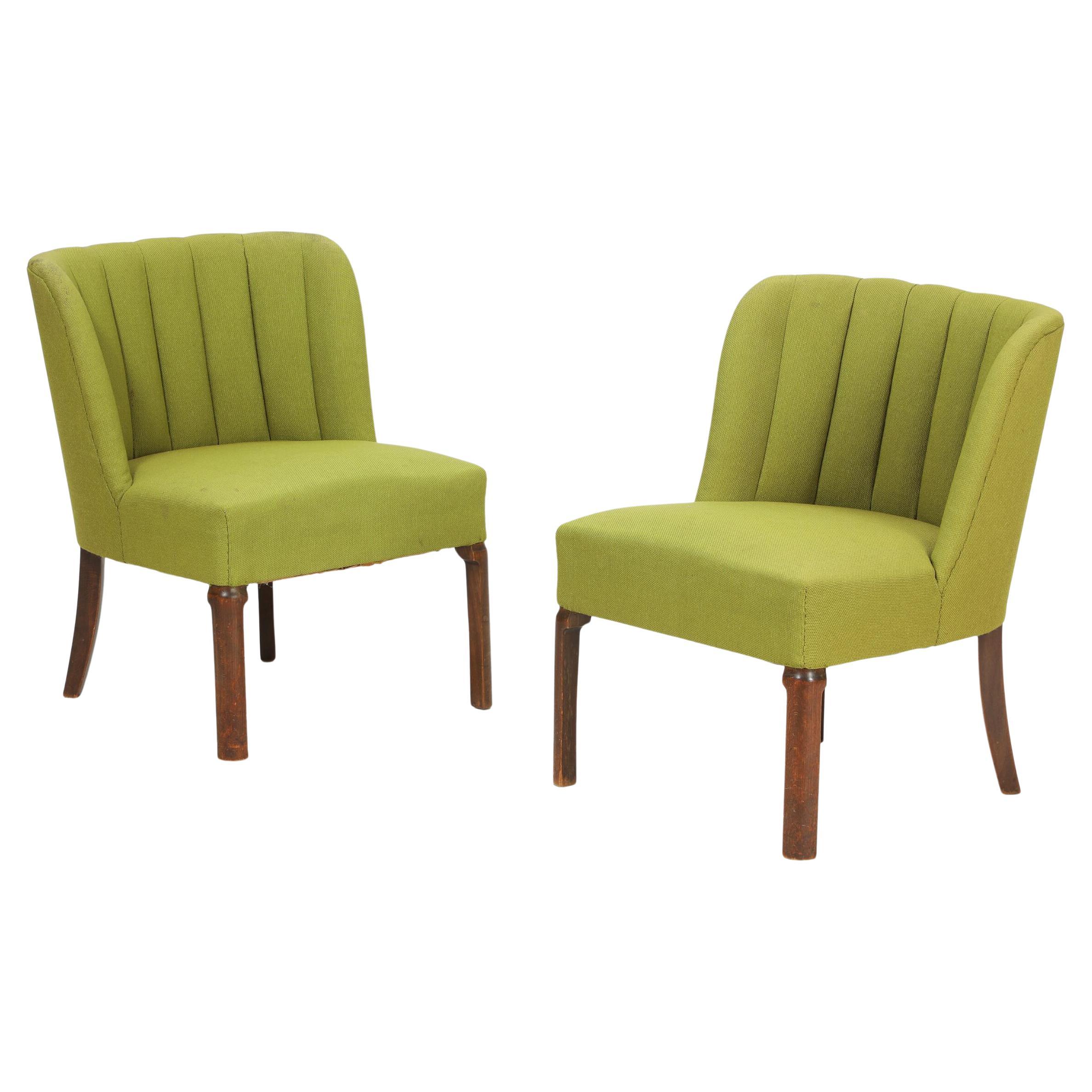 Small Danish Slipper Chairs in Oak by Slagelse ca. 1950 For Sale