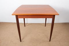 Small Danish square/oblong extendable teak table for dining or cards, 1960s.