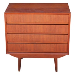 Small Danish Teak Four-Drawer Chest of Drawers or Nightstand by Svend Madsen