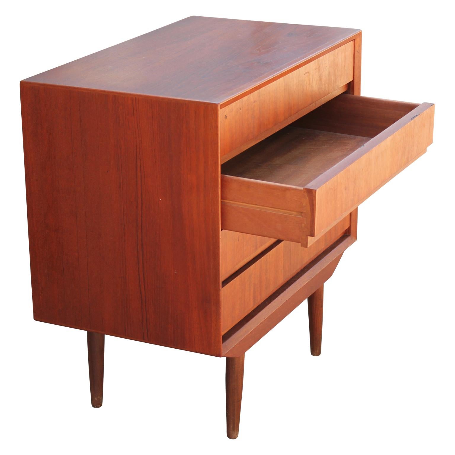 Mid-20th Century Small Danish Teak Four-Drawer Chest of Drawers or Nightstand by Svend Madsen