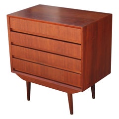 Small Danish Teak Four-Drawer Chest of Drawers or Nightstand by Svend Madsen