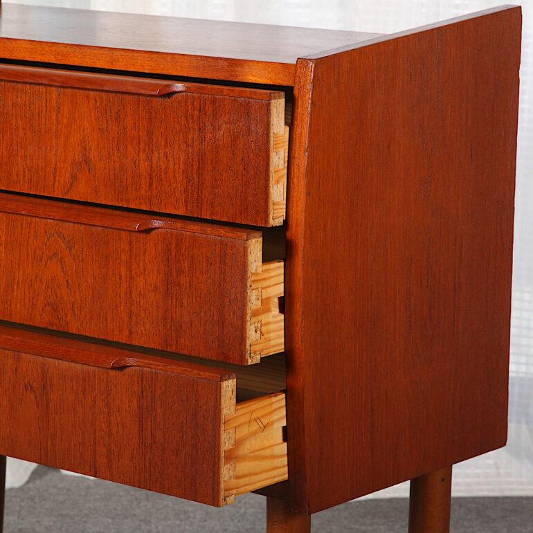 Small Danish Teak Mid Century Three Drawer Chest 2