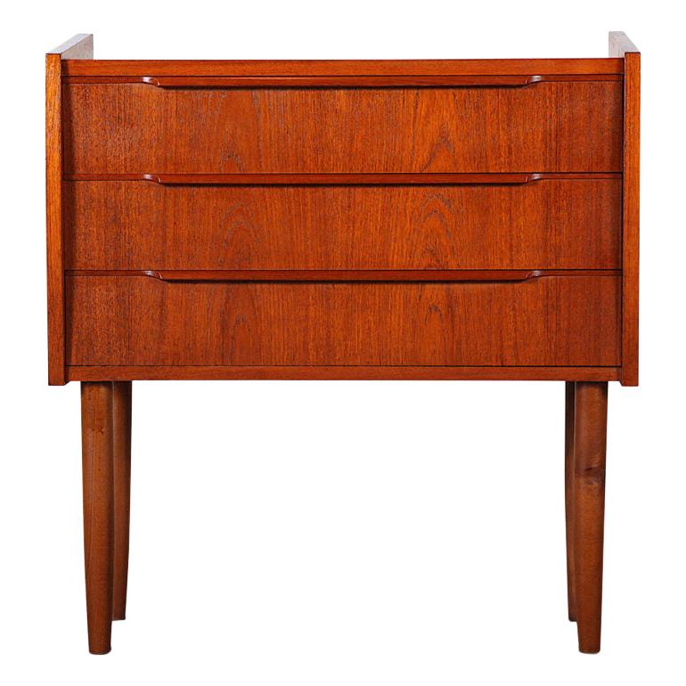 Small Danish Teak Mid Century Three Drawer Chest