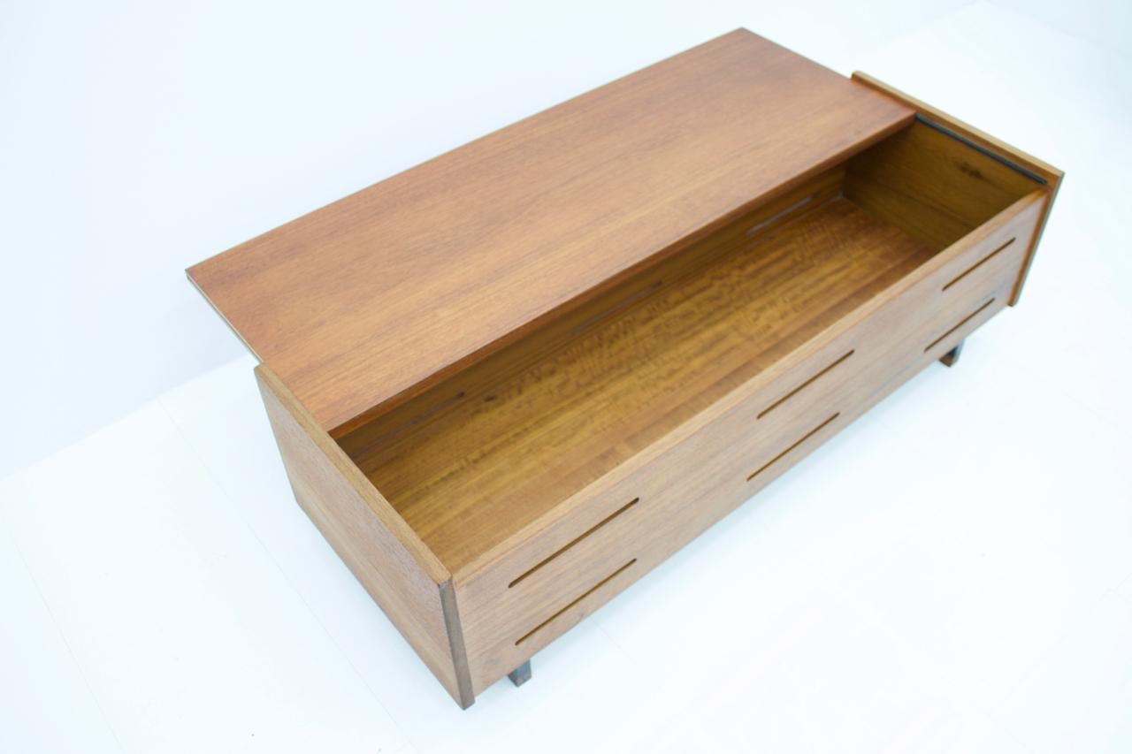 Scandinavian Modern Small Danish Teak Sideboard Bench Shoe Cabinet, 1960s